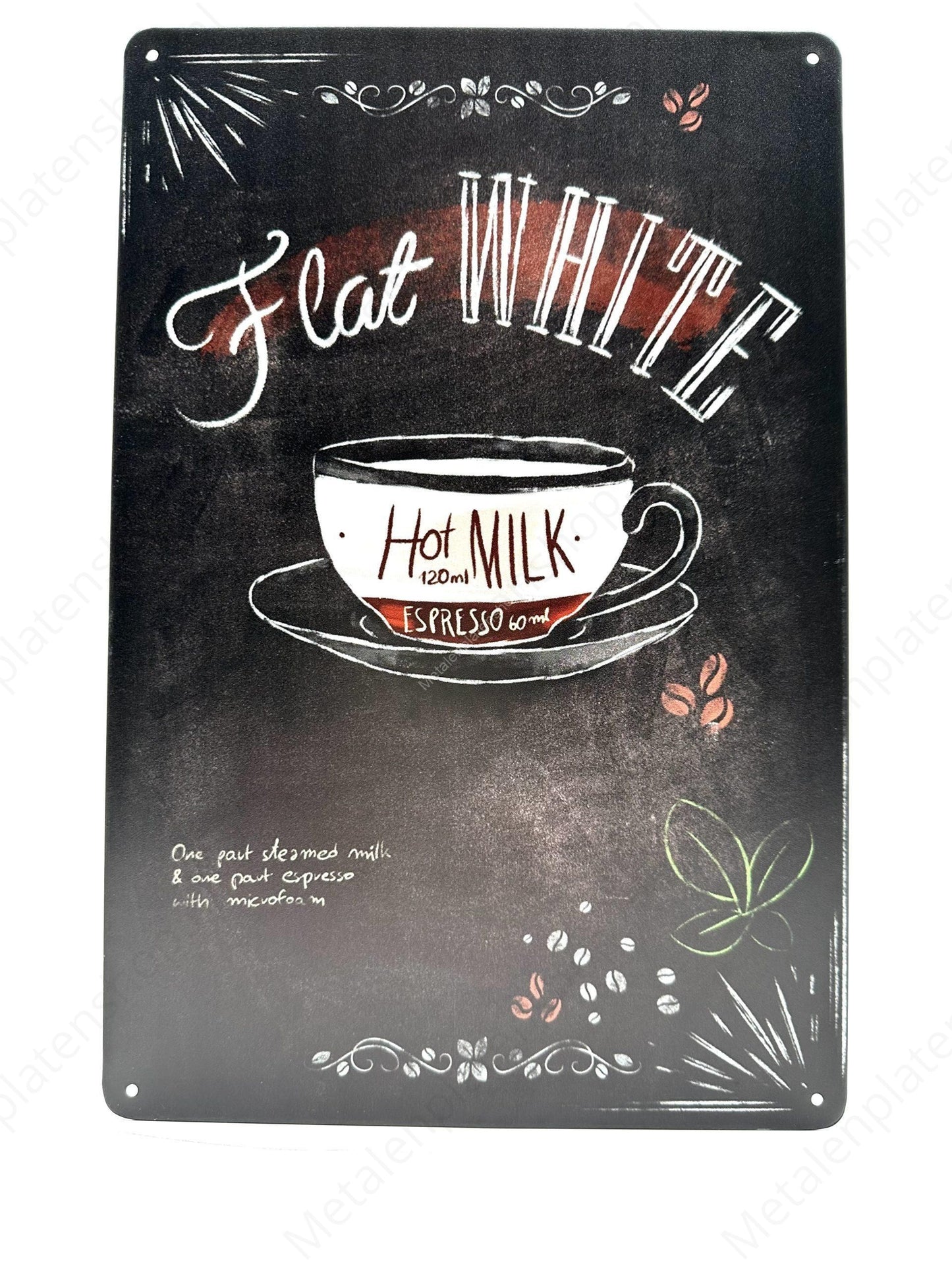 Flat White - Metalen Wandbord