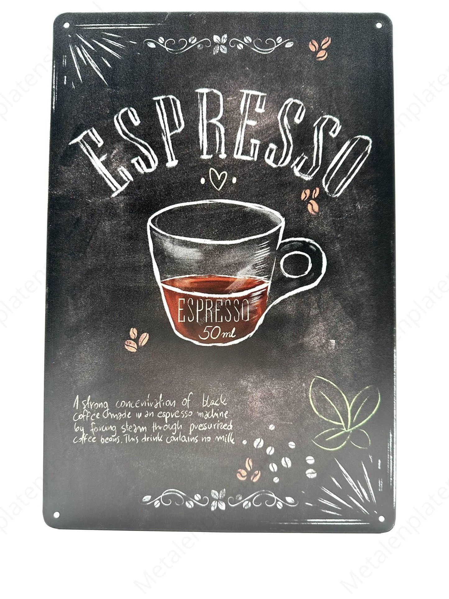 Espresso - Metalen Wandbord