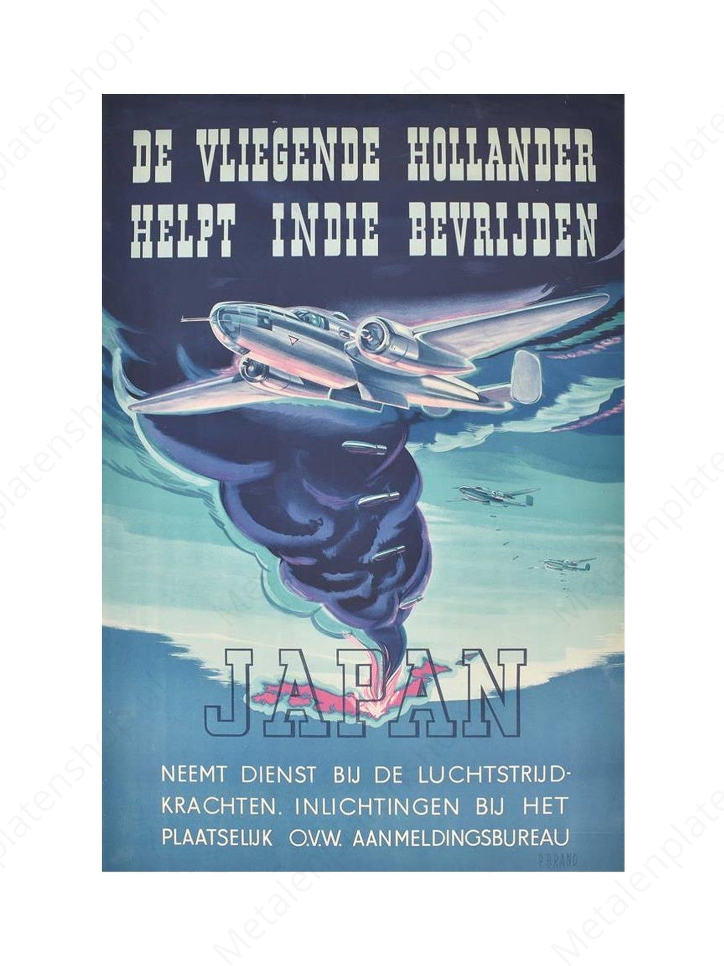 KLM - The Flying Dutchman helps liberate the Indies - Metal Wall Sign