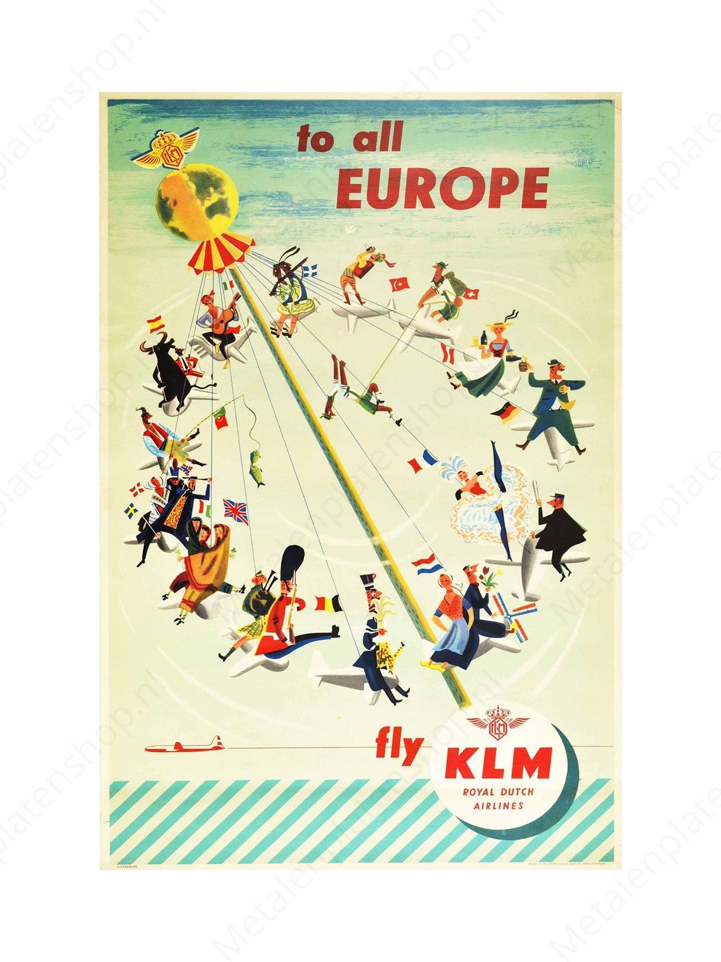 KLM - to all Europe, fly KLM - Metal Wall Sign
