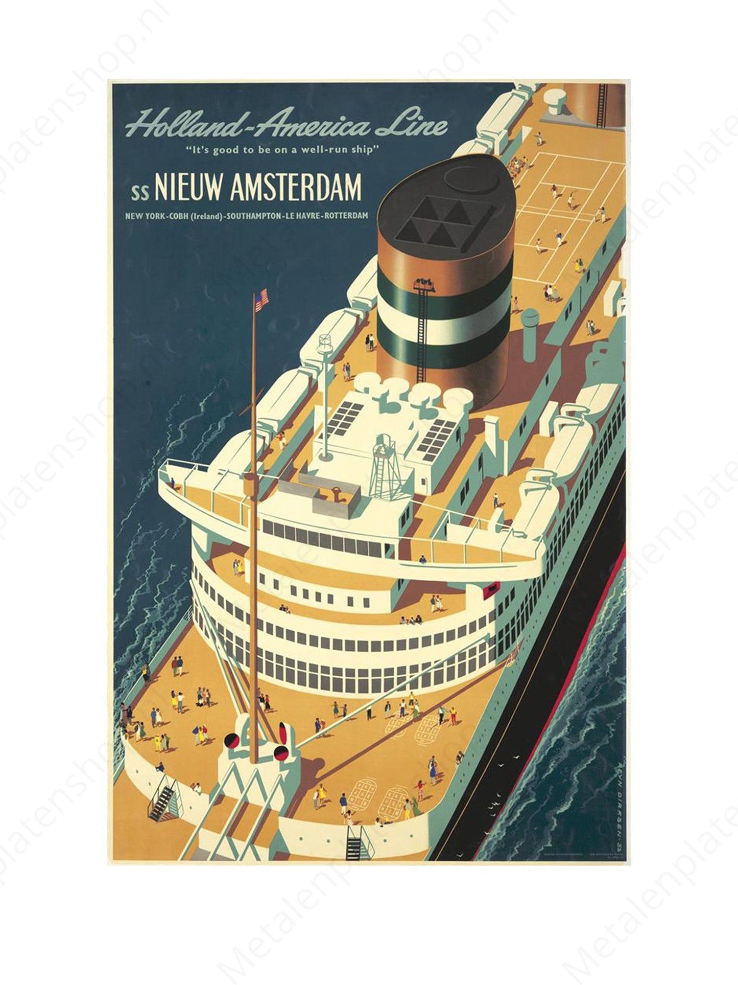 Holland America Line - SS Nieuw Amsterdam - Nostalgic - Metal Wall Sign