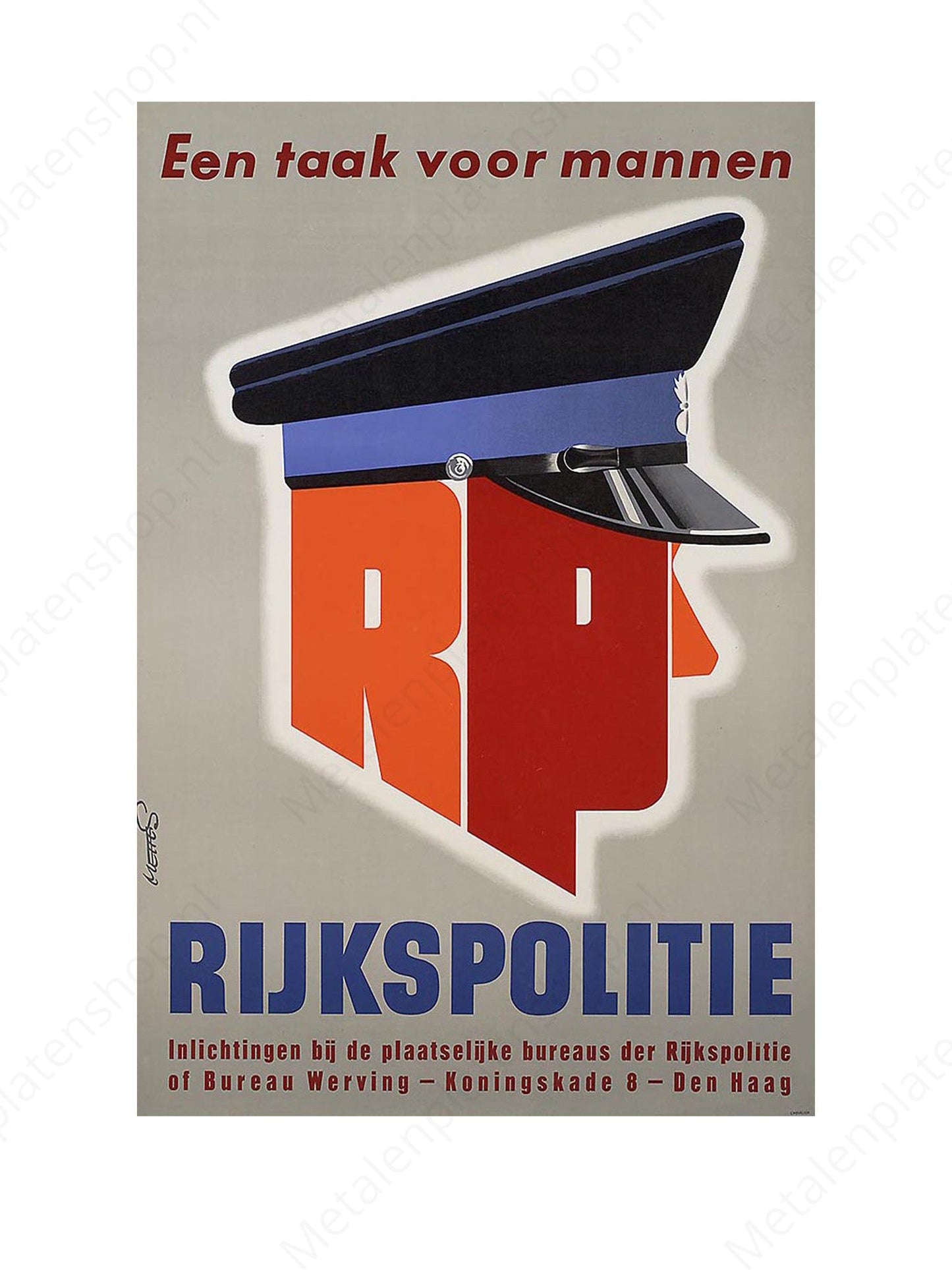 A job for men - National Police - Nostalgic - Metal Wall Sign