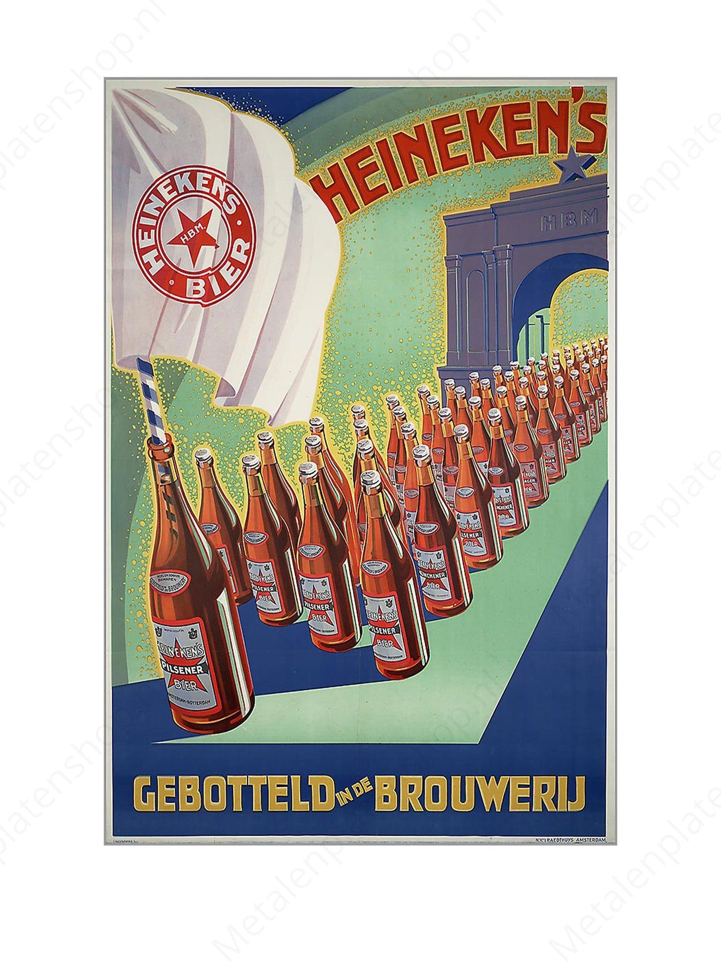 Heineken's – Abgefüllt in der Brauerei – Nostalgisch – Metallwandschild