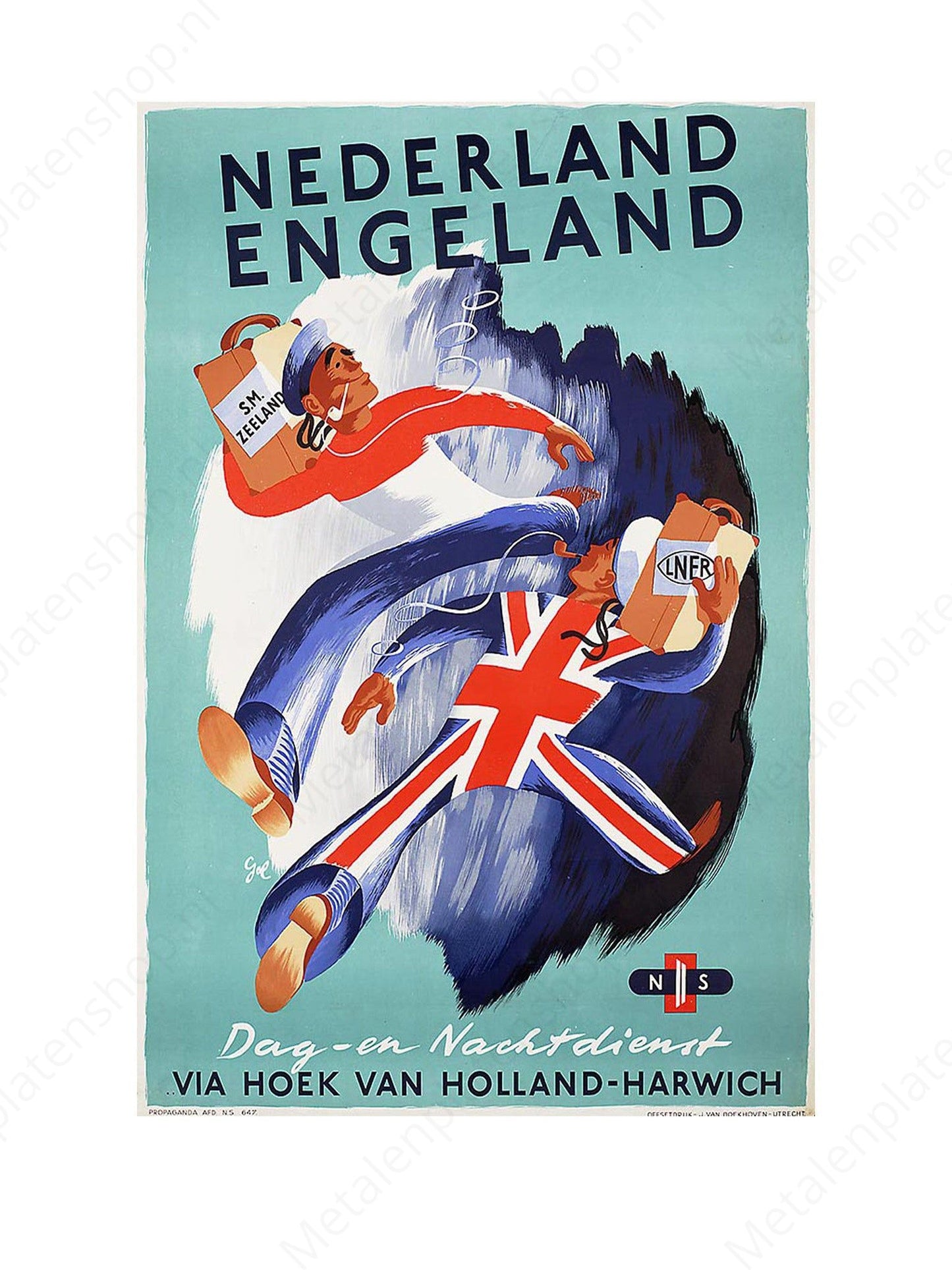 Netherlands England - Day and night service - Nostalgic - Metal wall sign