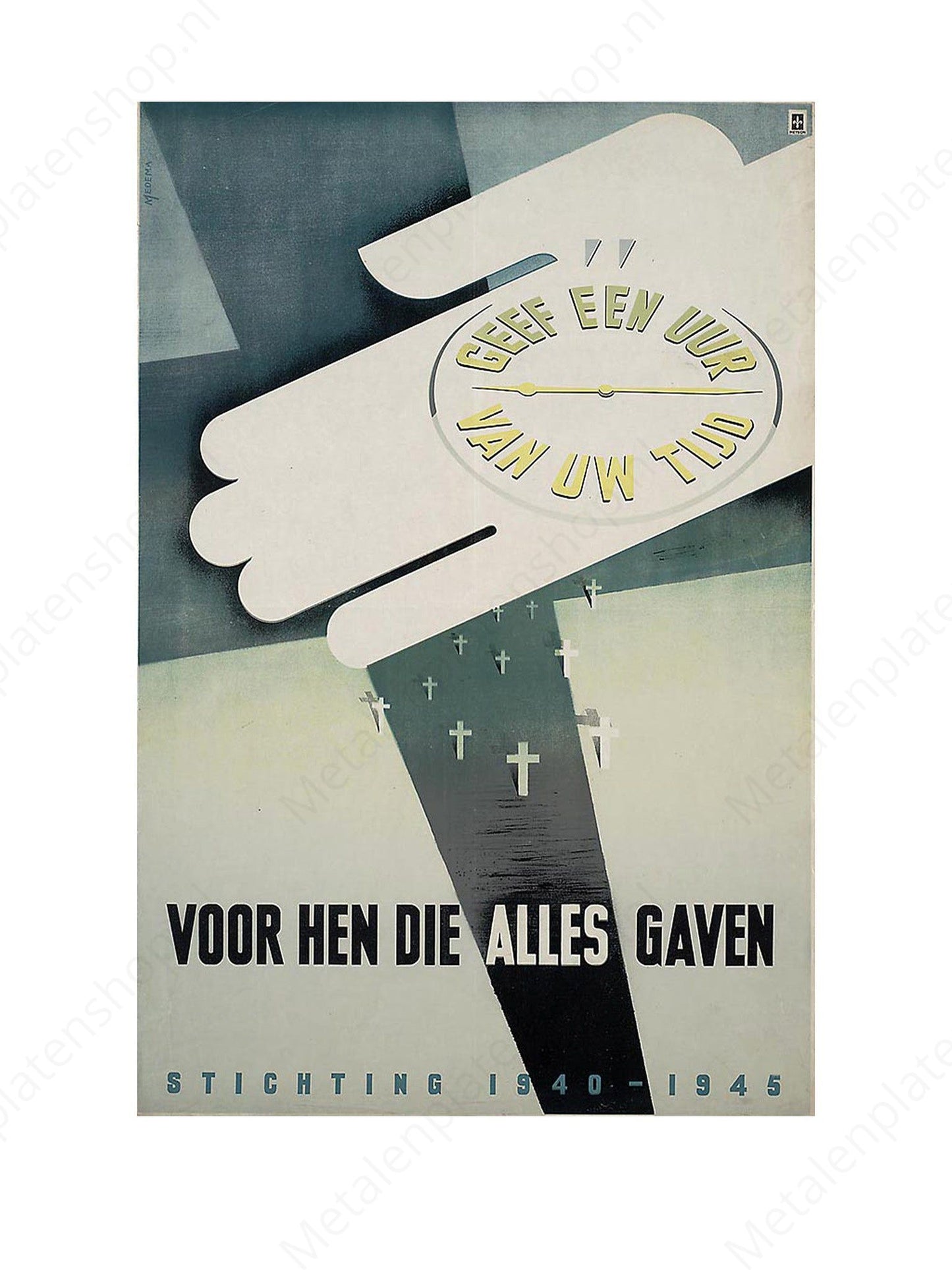 Voor hen die alles gaven - Geef een uur van uw tijd - Nostalgisch - Metalen Wandbord