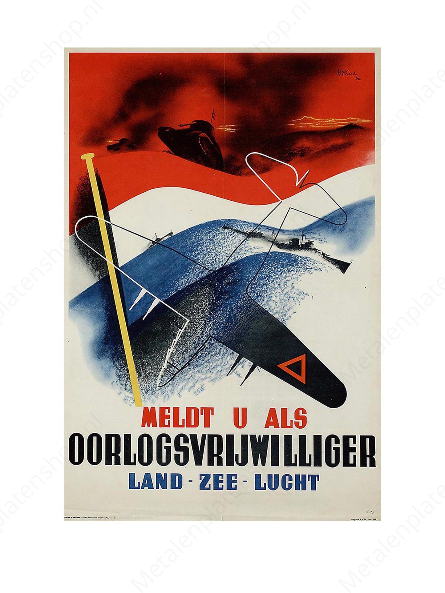 Meldt u als oorlogsvrijwilliger - Nostalgisch - Metalen Wandbord