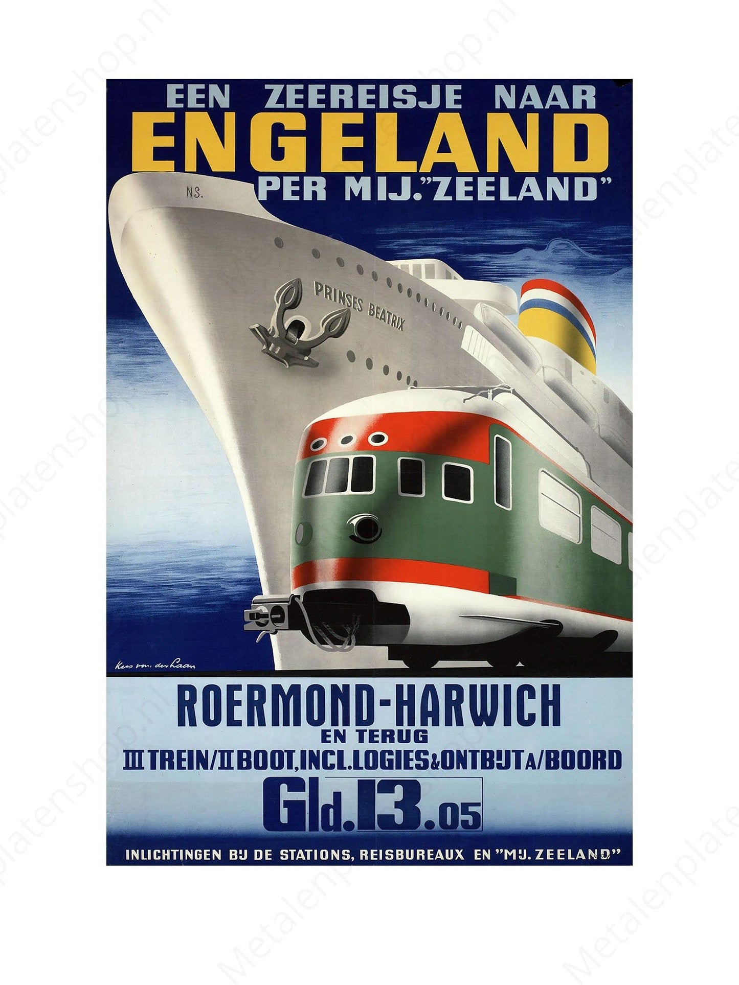 Een zeereisje naar Engeland - Nostalgisch - Metalen Wandbord