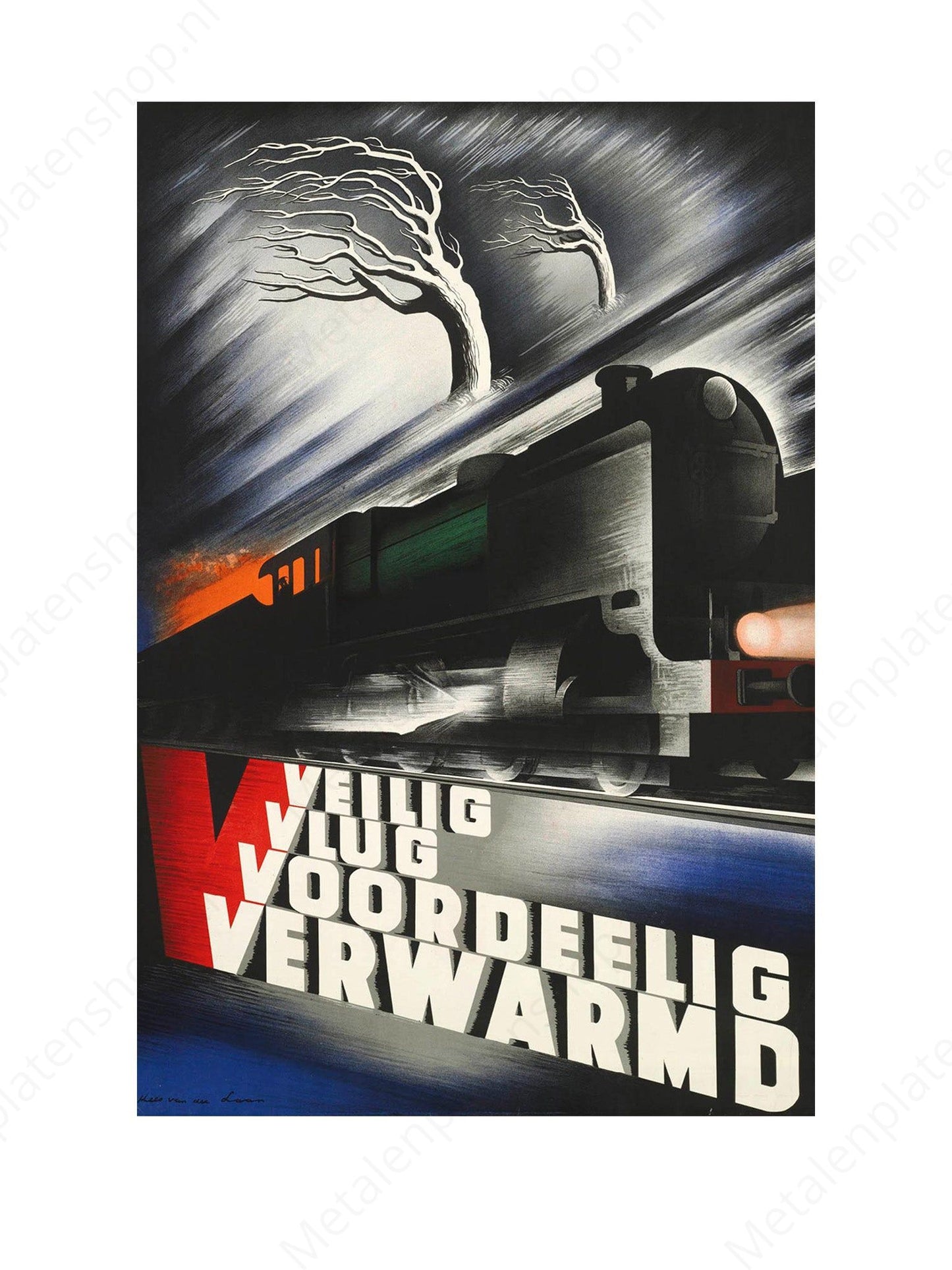 Veilig Vlug Voordeelig Verwarmd - Nostalgisch - Metalen Wandbord