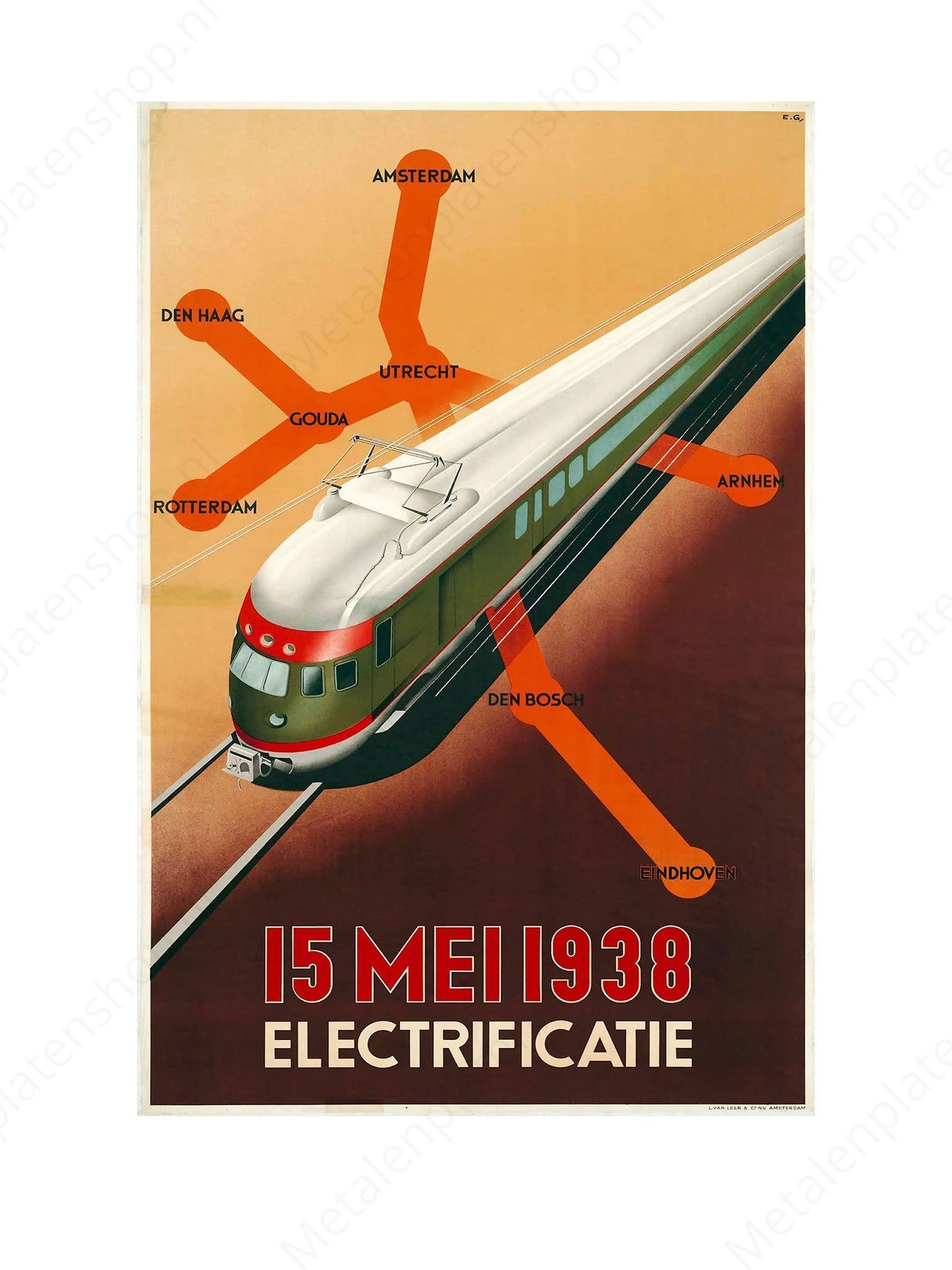 15 mei 1938 - Electrificatie - NS - Nostalgisch - Metalen Wandbord