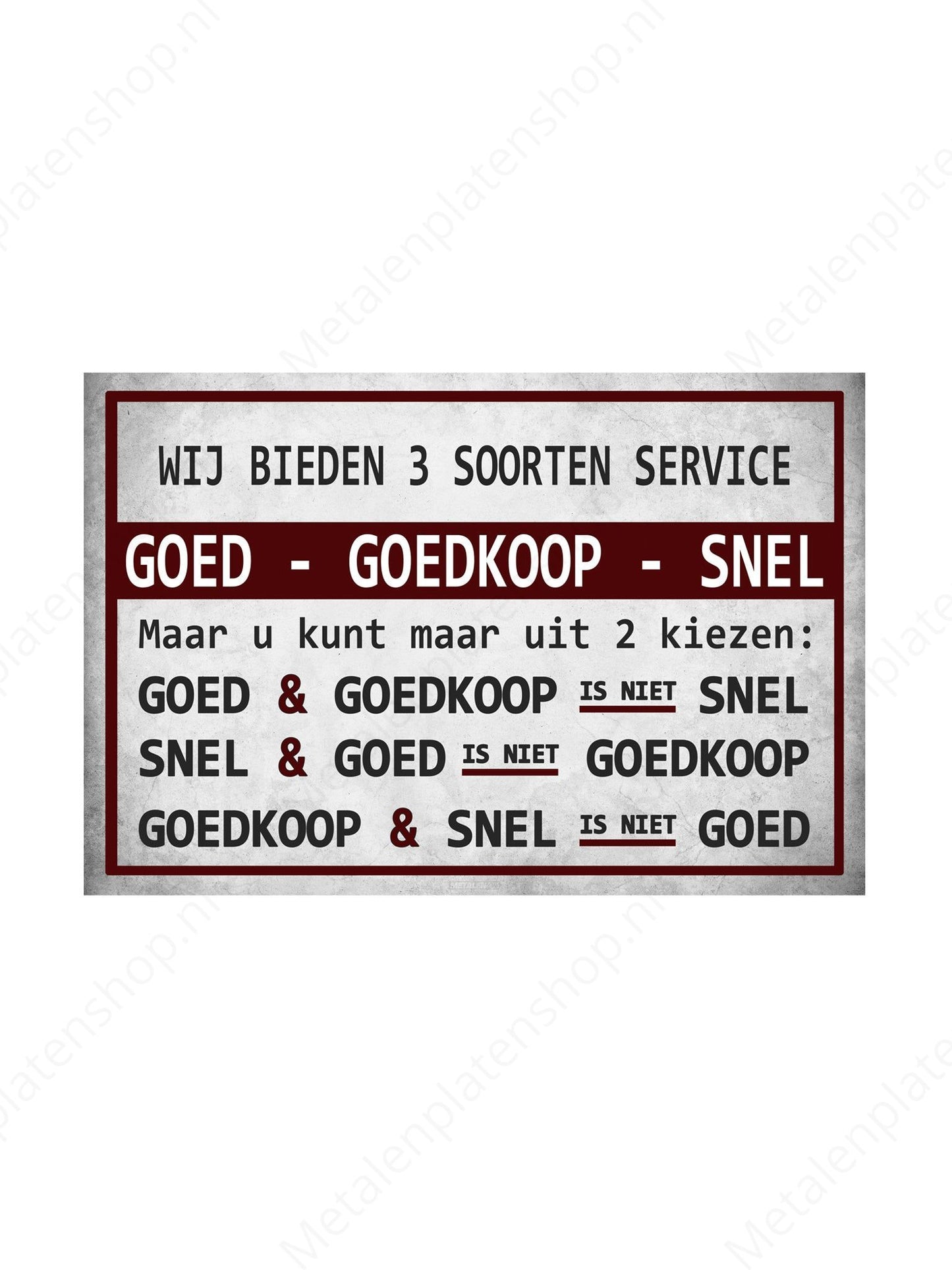 3 Types of Service - Metal Wall Sign