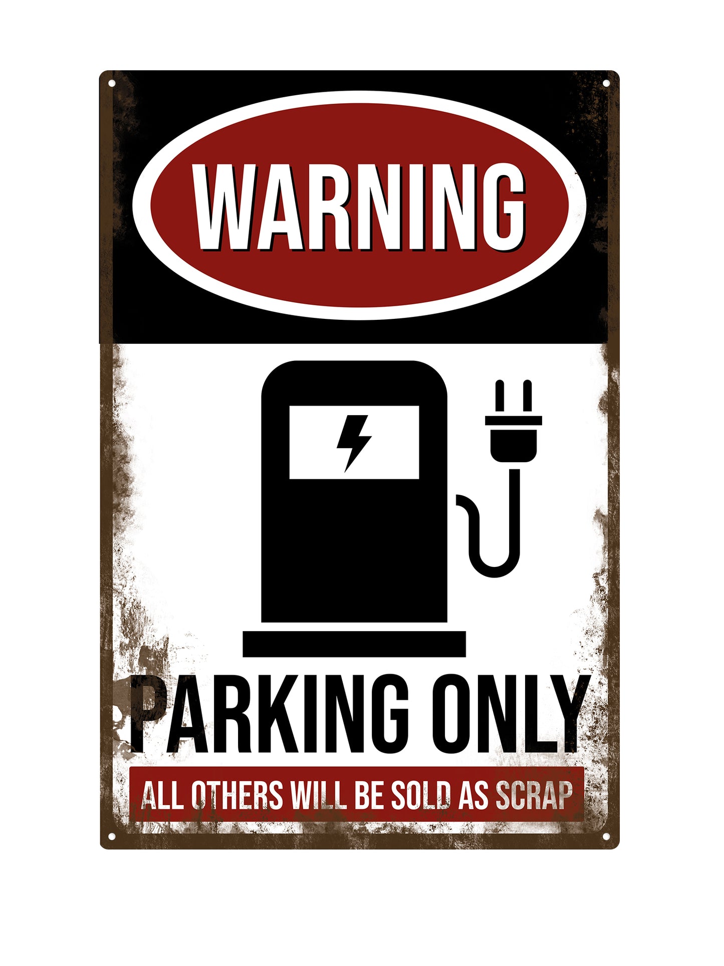 Warning Alleen Electrische Voertuigen - Parking Only - Metalen Wandbord