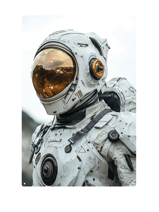White Gold Space Suit - Metal Wall Sign