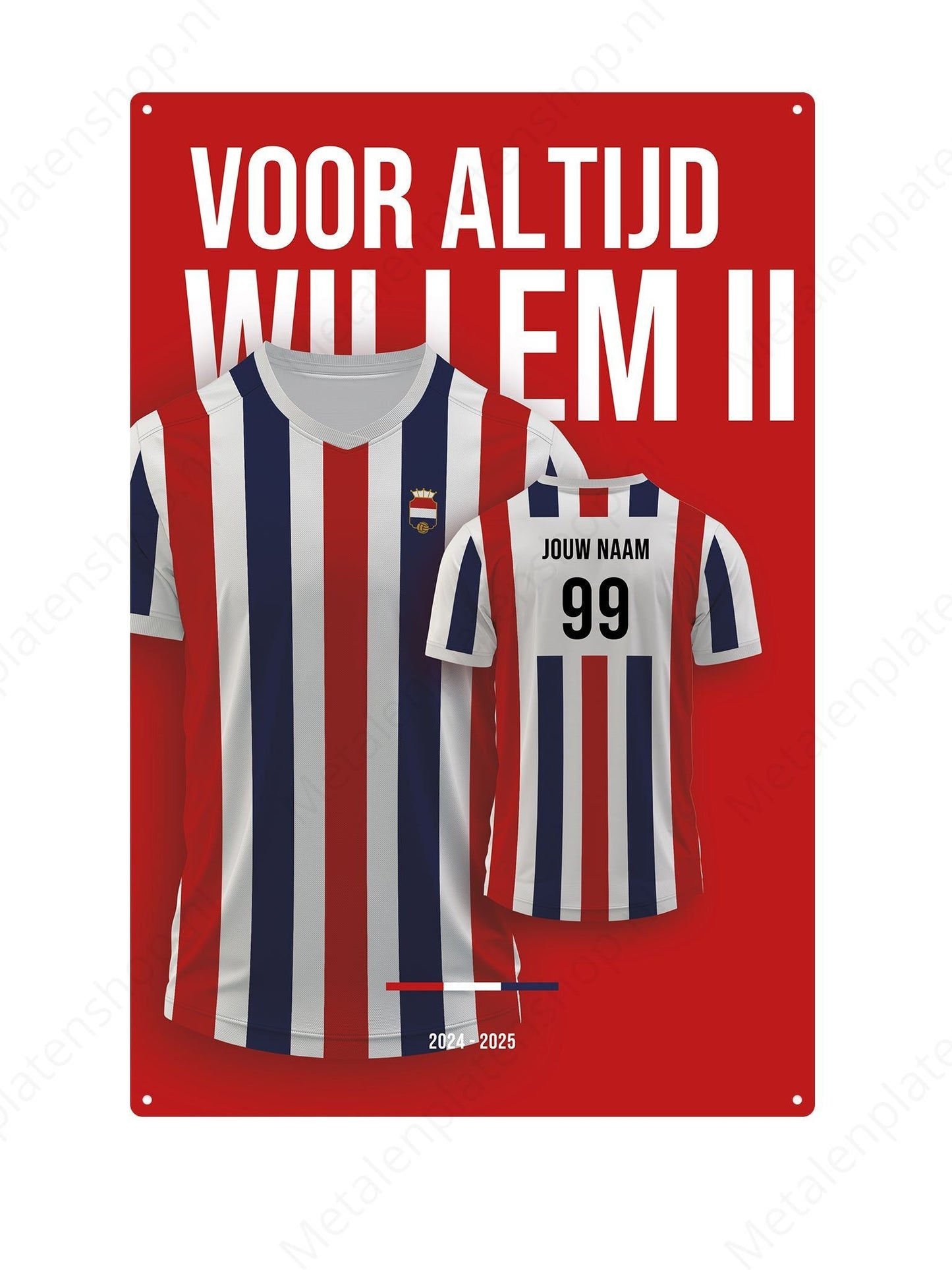 Football kit Willem II Board with own name and back number - 2024/2025