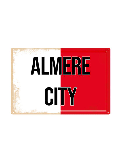 Almere City met eigen tekst - Metalen Wandbord