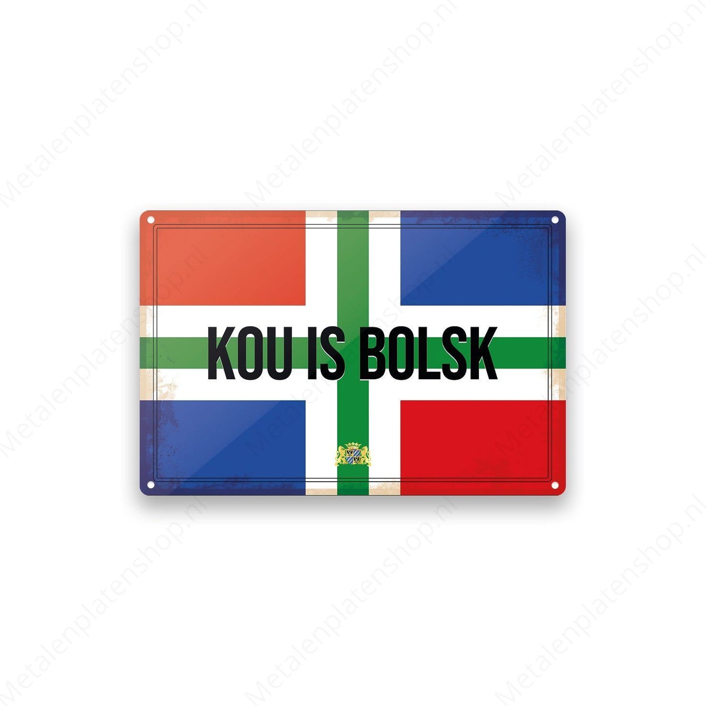 Kou is bolsk - Groninger Borden - Metalen Wandbord