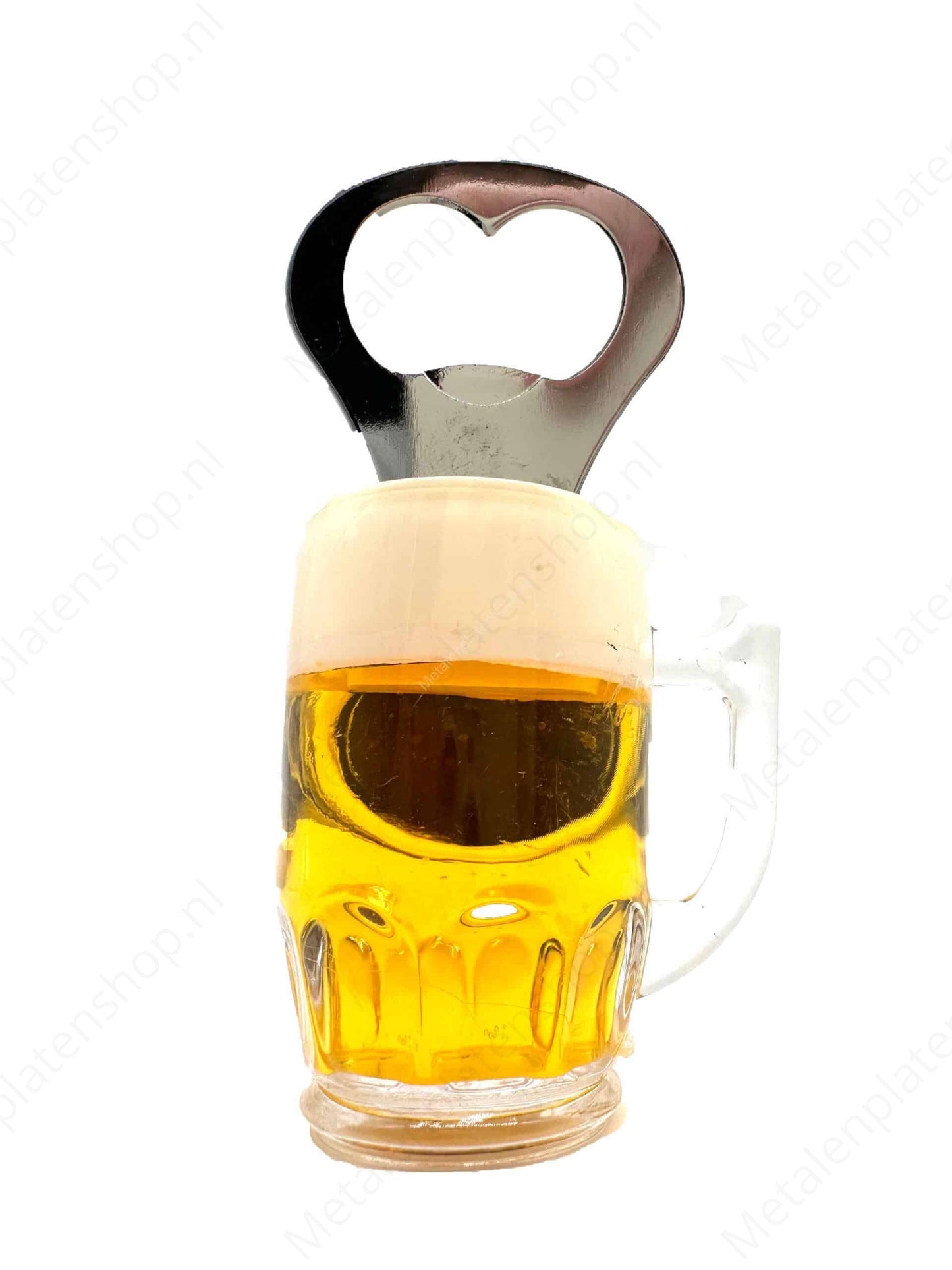 Beer or bottle opener with magnet - Beer glass without point - 12cm - Metal wall sign