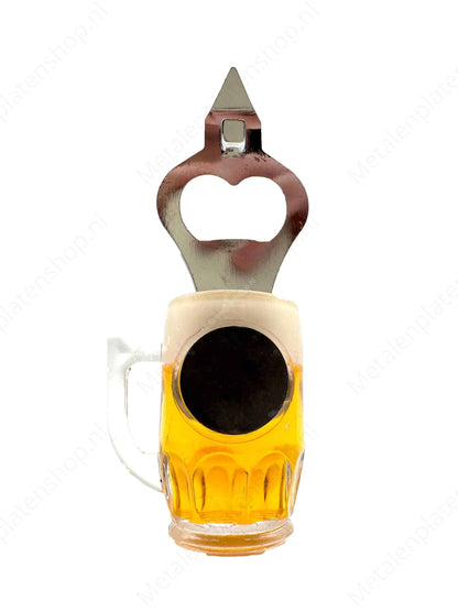 Beer or bottle opener with magnet - Beer glass - 12cm - Metal wall sign