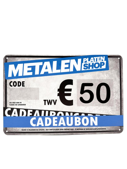 Metalenplatenshop.NL - Gift voucher - Metal wall sign