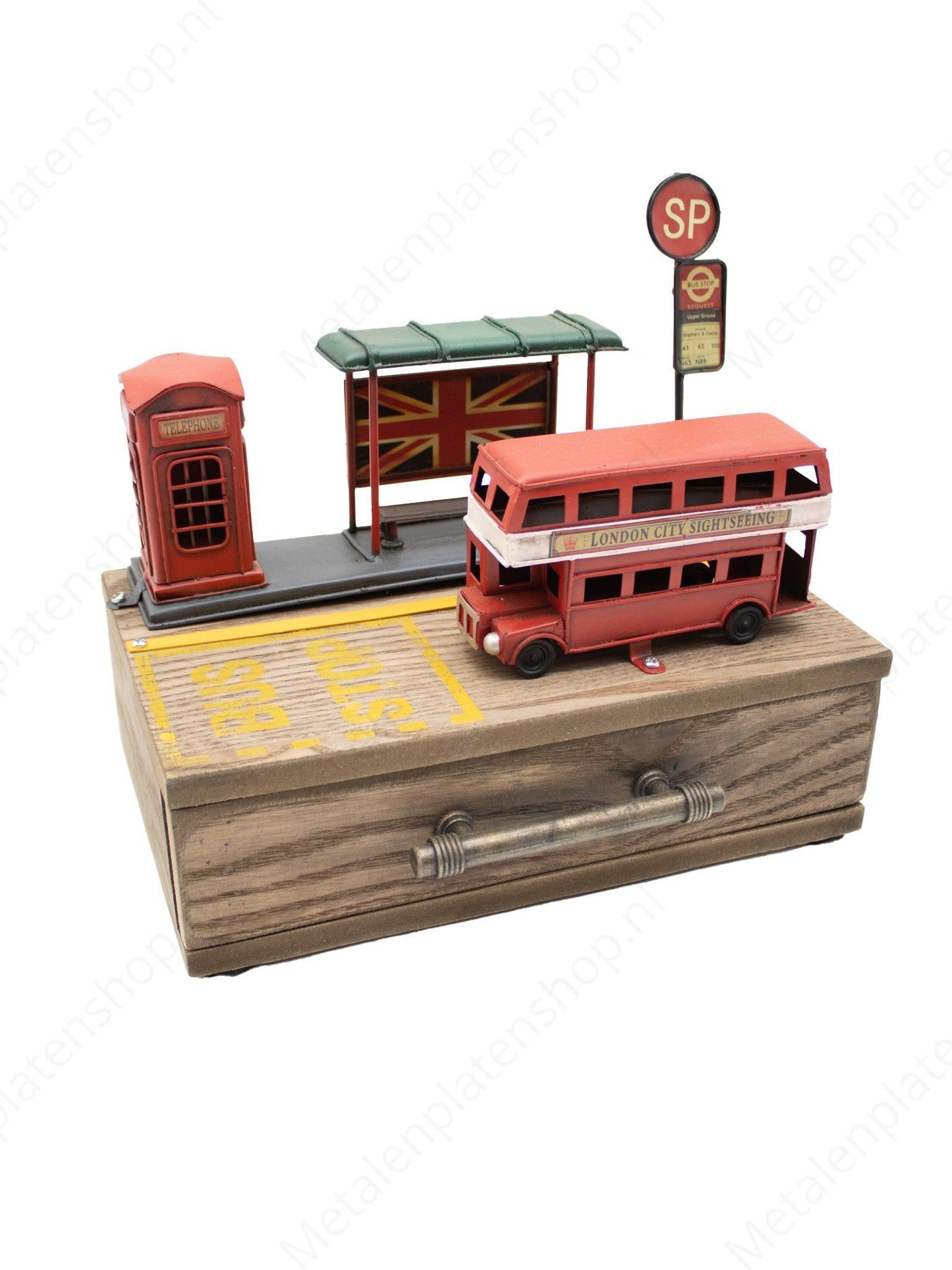 Storage box with drawer - English Bus - 23x16.5cm