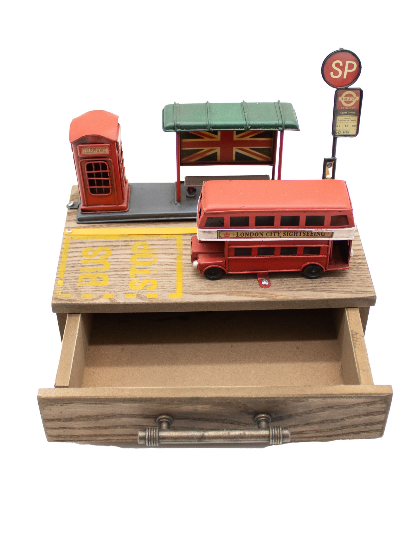 Storage box with drawer - English Bus - 23x16.5cm