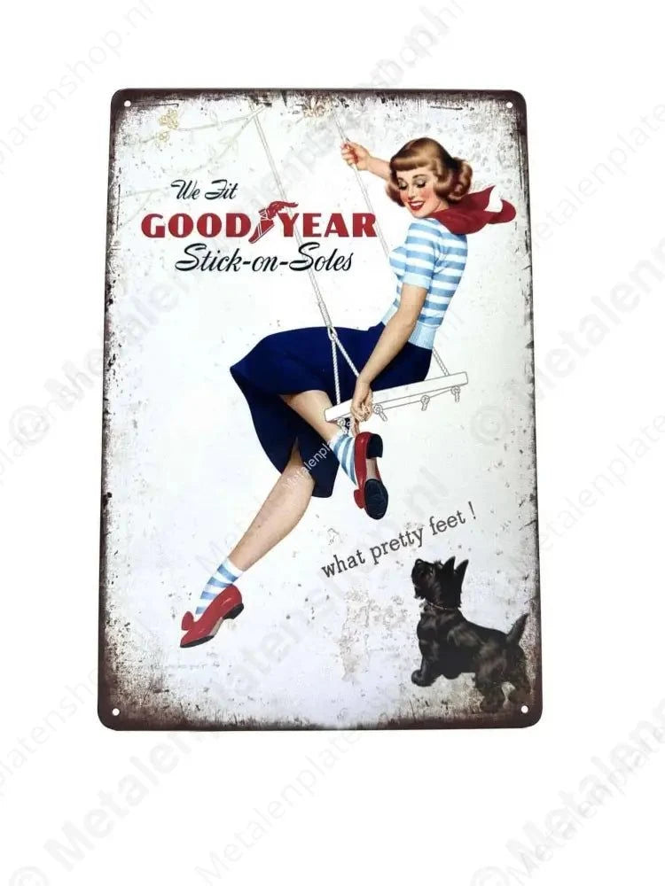 Good Year - Stiock-on-Soles - What Pretty Feet! - Metalen Wandbord Metaalbord