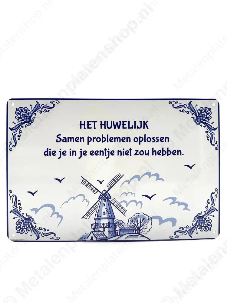 Het huwelijk - Samen problemen oplossen die je in je eentje niet zou hebben - Metalen Wandbord Metaalbord