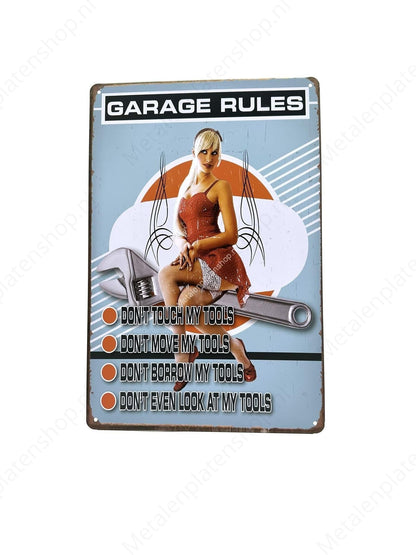 Garage Rules - Metal Wall Sign