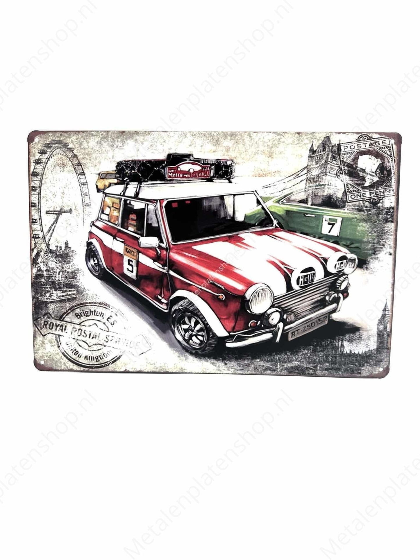 MINI race - Metalen Wandbord