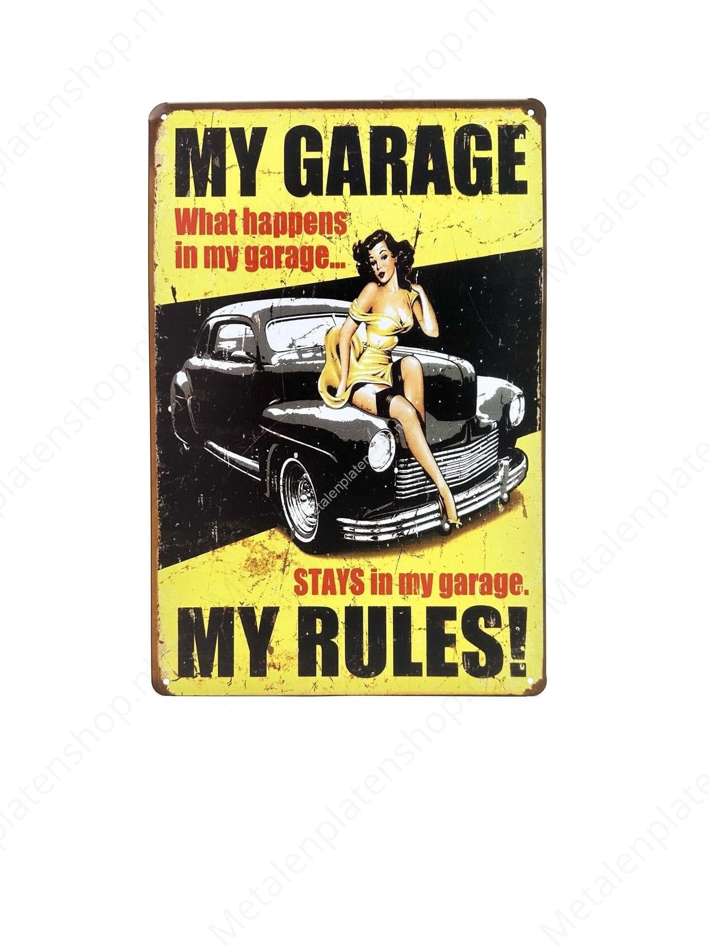 What happens in my garage - Metal Wall Sign