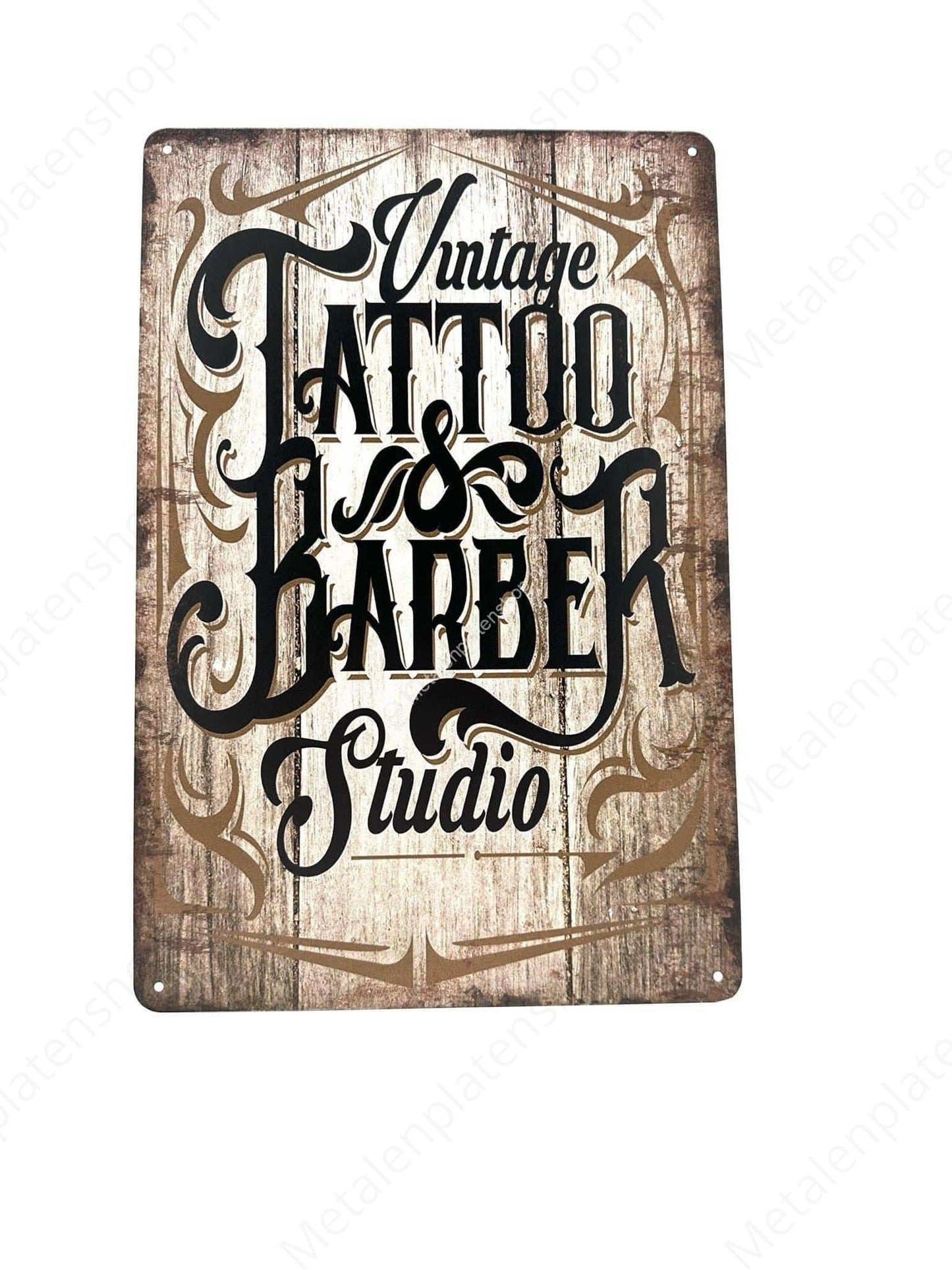 Vintage Tattoo and Barber Studio - Metal Wall Sign