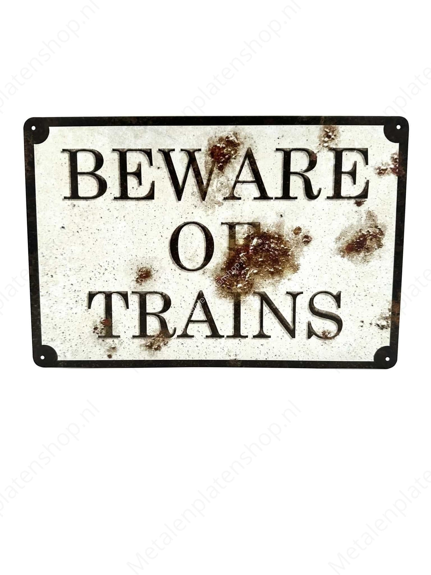 Beware of Trains - Train - Metal Wall Sign