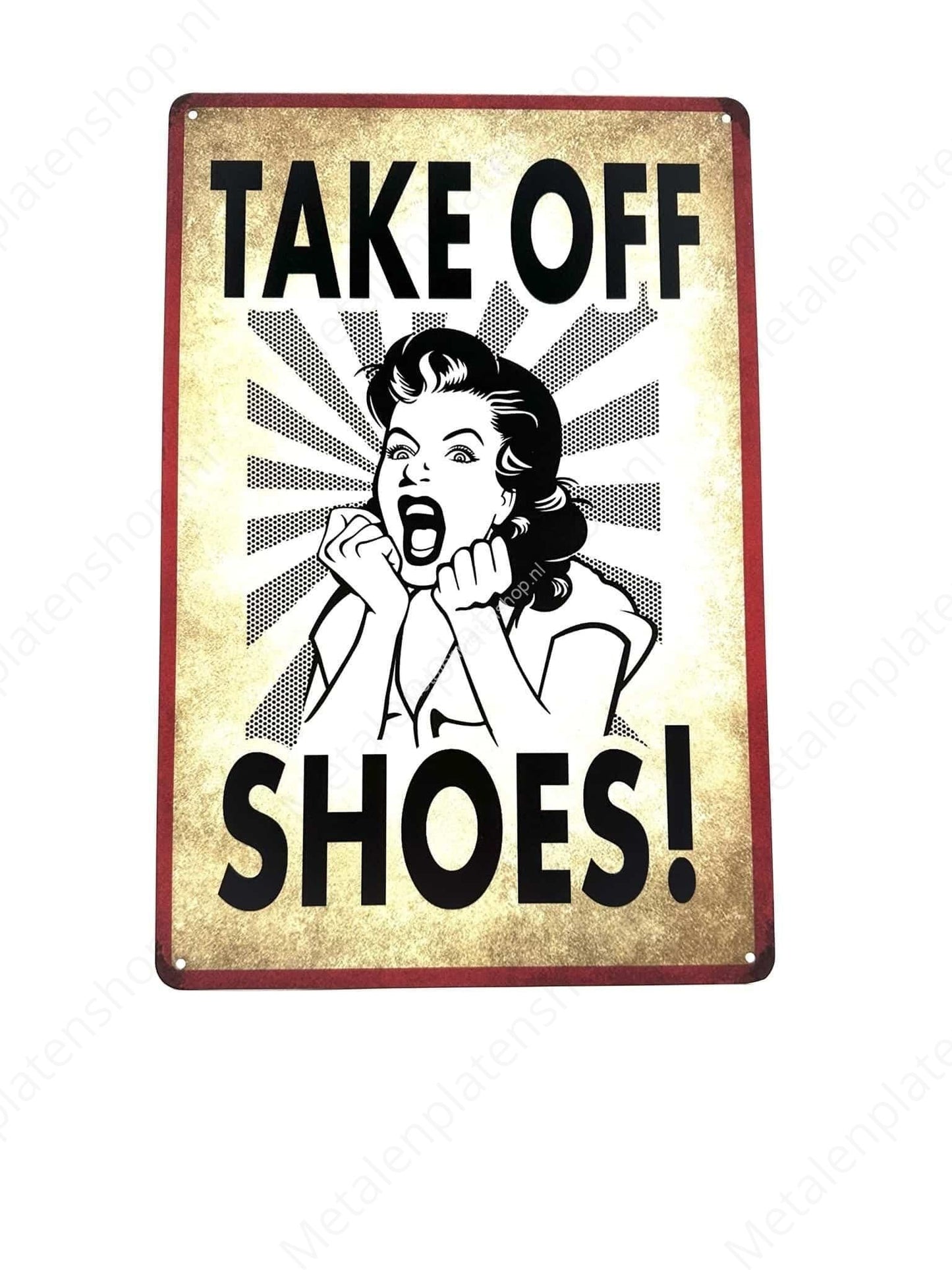 Take off Shoes! - Shoes off! - Metal Wall Sign