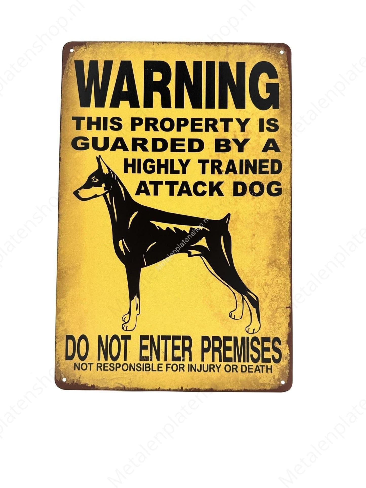 Warning - This property is guarded! - Warning - Metal Wall Sign