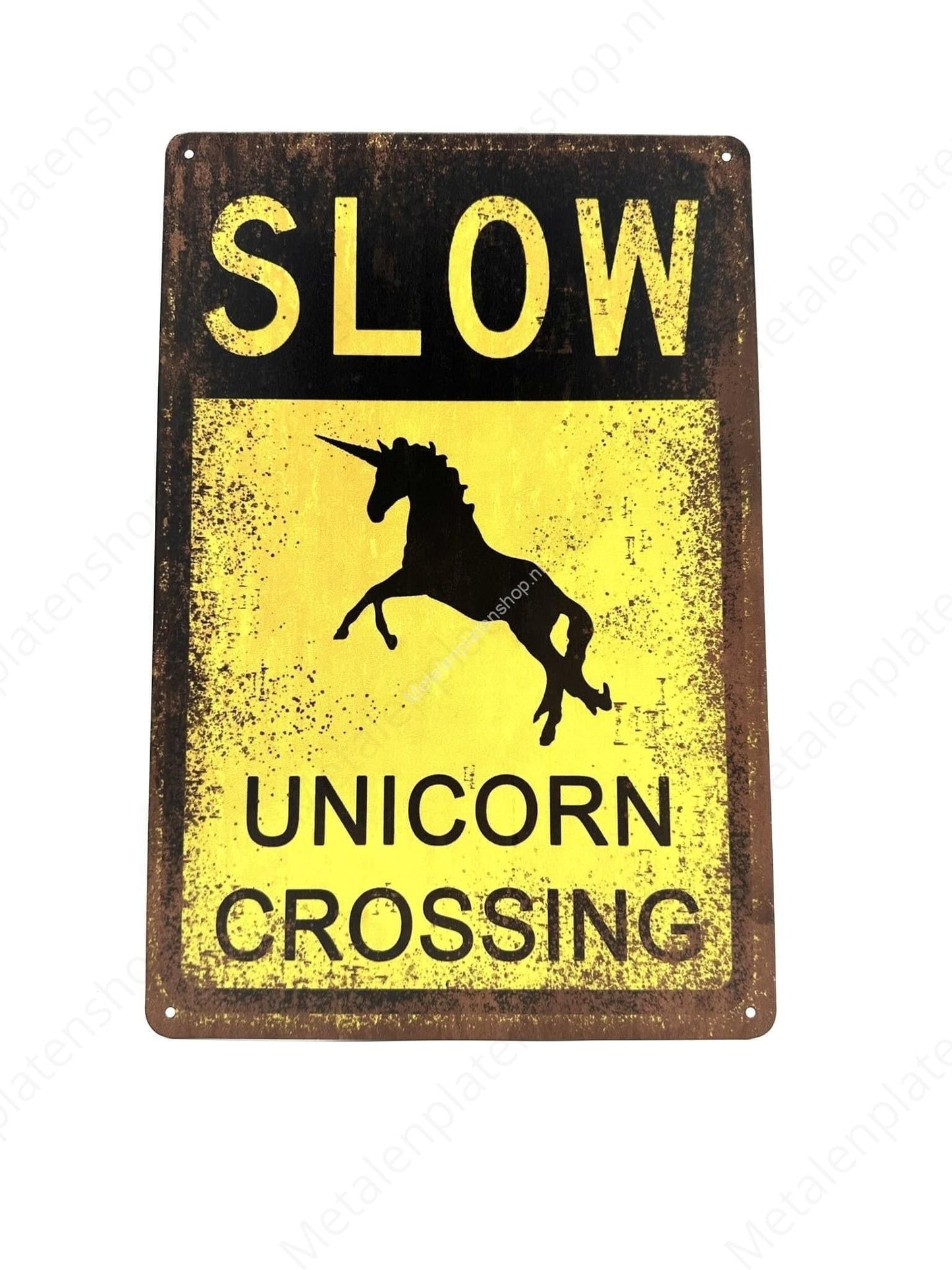 Slow Unicorn Crossing - Metalen Wandbord