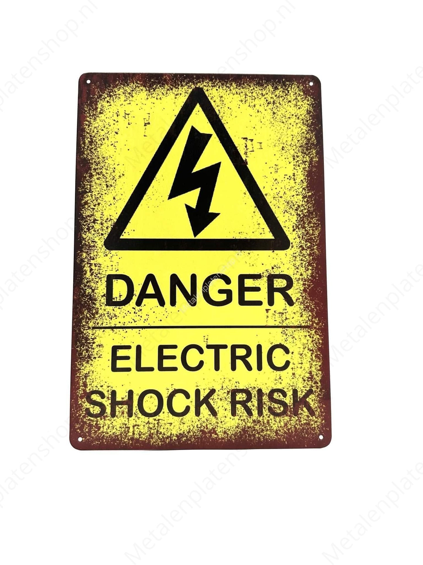 Danger Electric Shock Risk - Metalen Wandbord