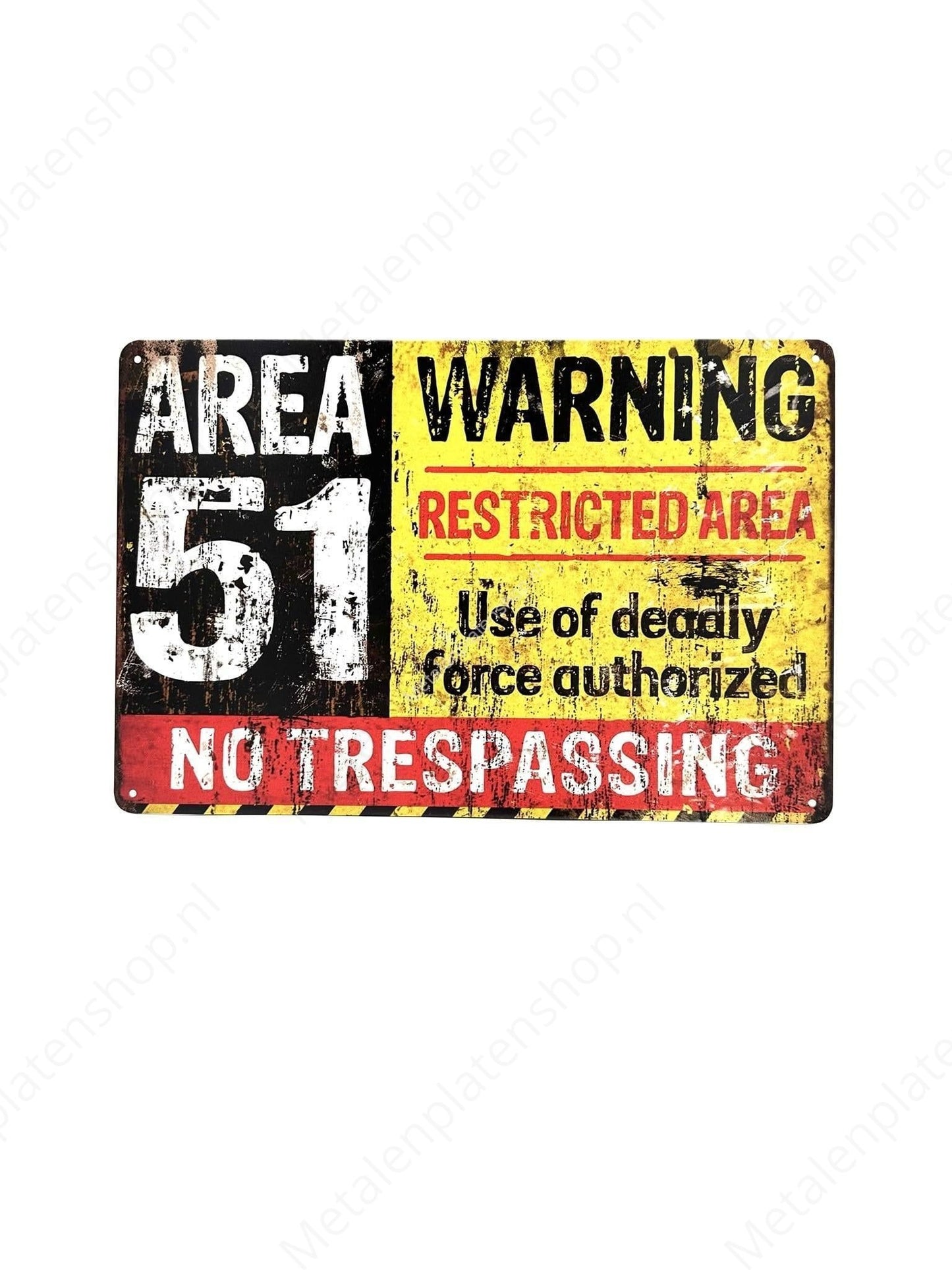 Area 51 Warning - Waarschuwing - Metalen Wandbord