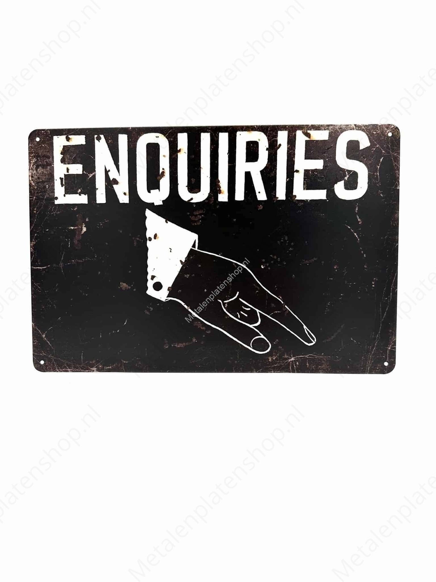 Enquiries - Metalen Wandbord