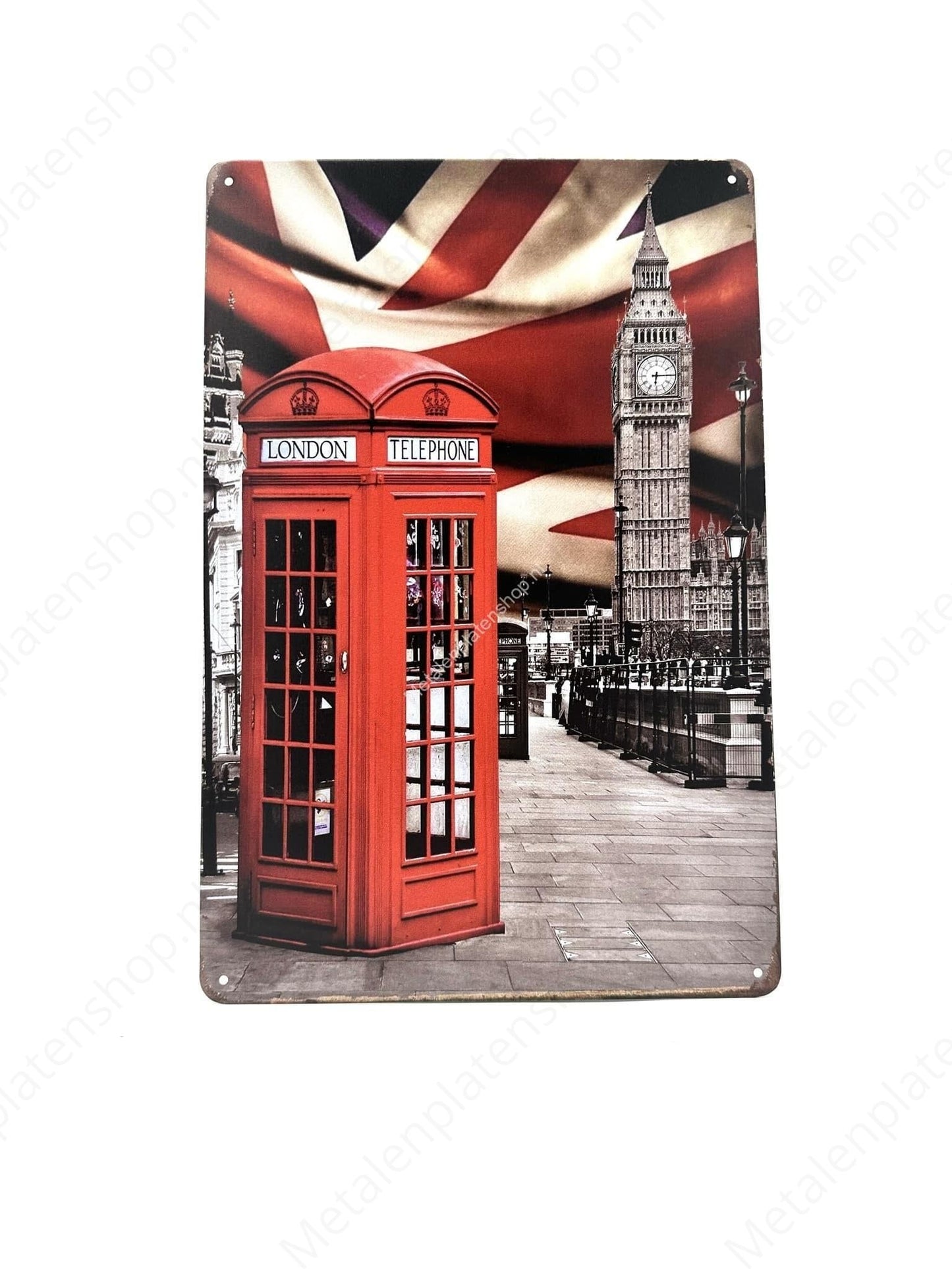 Engelse Telefooncel - Metalen Wandbord