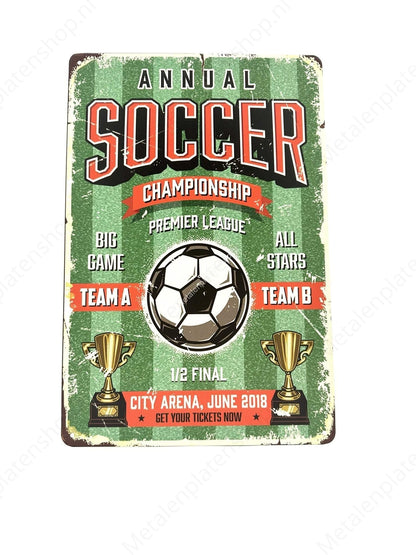 Soccer Championship - Voetbal - Metalen Wandbord
