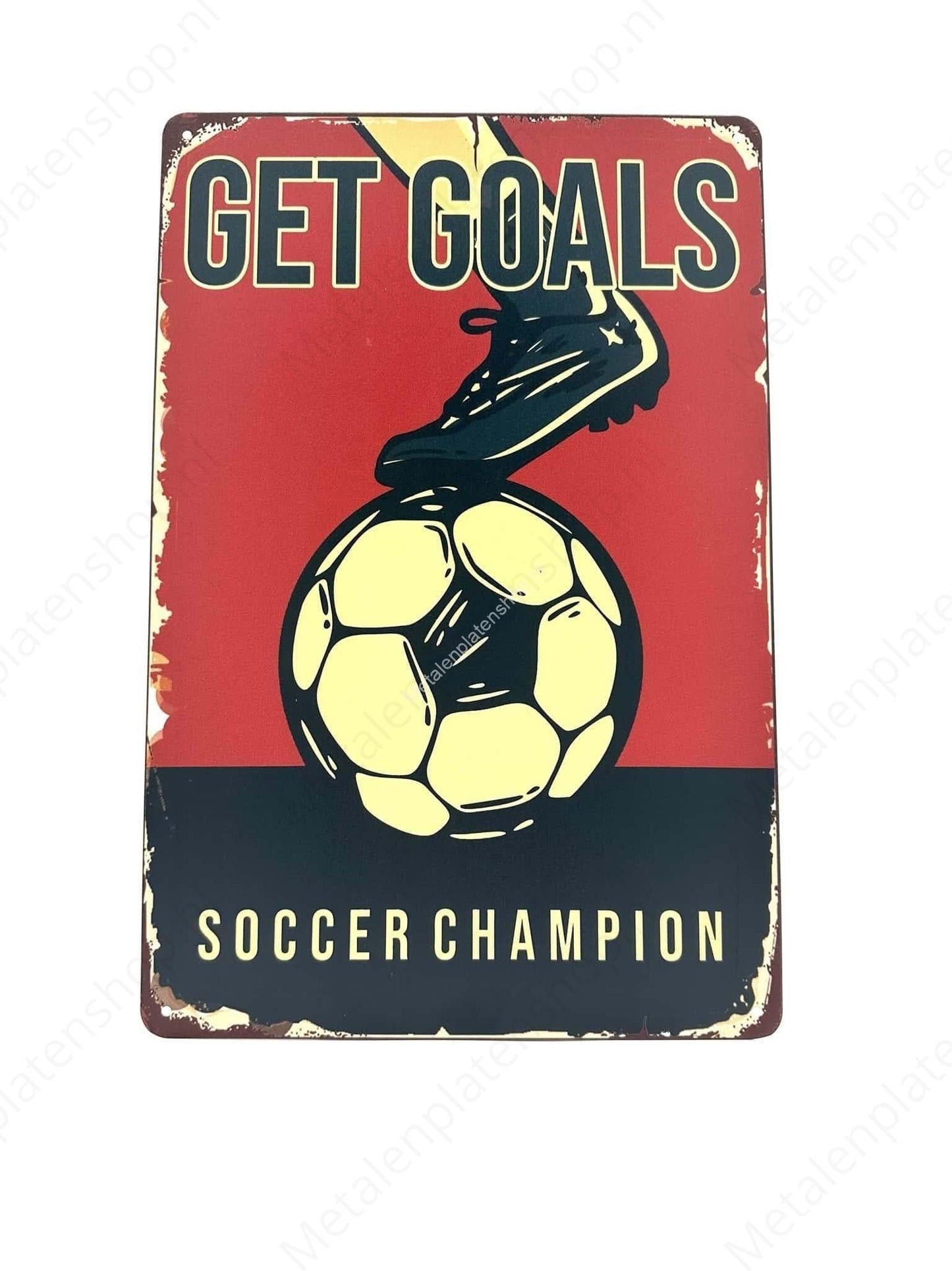 Get Goals Soccer Champion - Voetbal - Metalen Wandbord