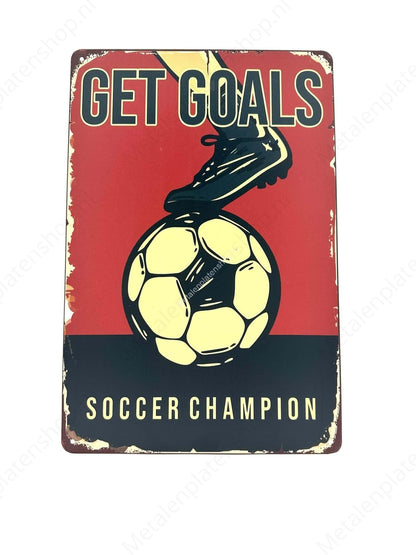 Get Goals Soccer Champion - Voetbal - Metalen Wandbord