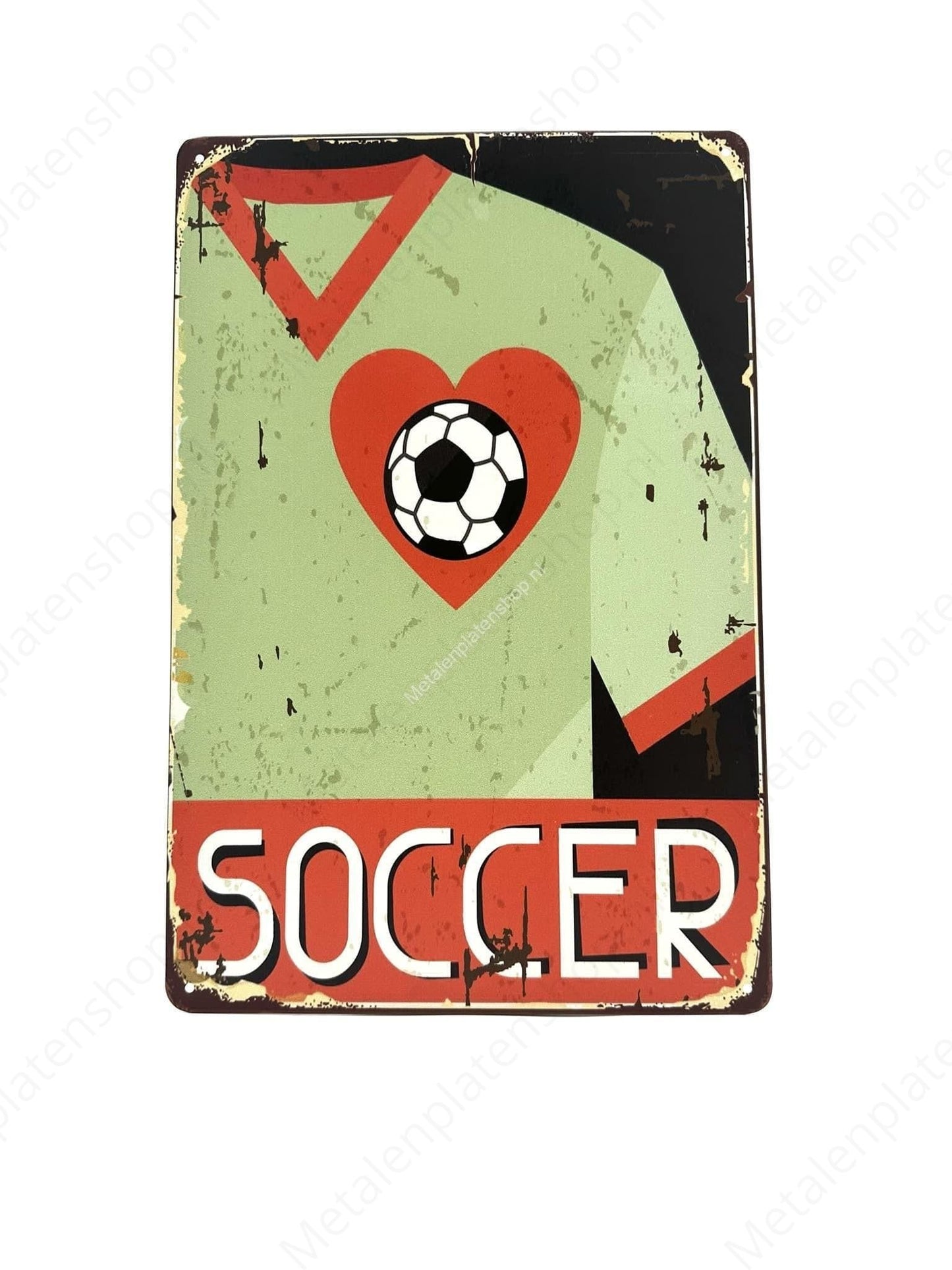 Love Soccer - Voetbal - Metalen Wandbord