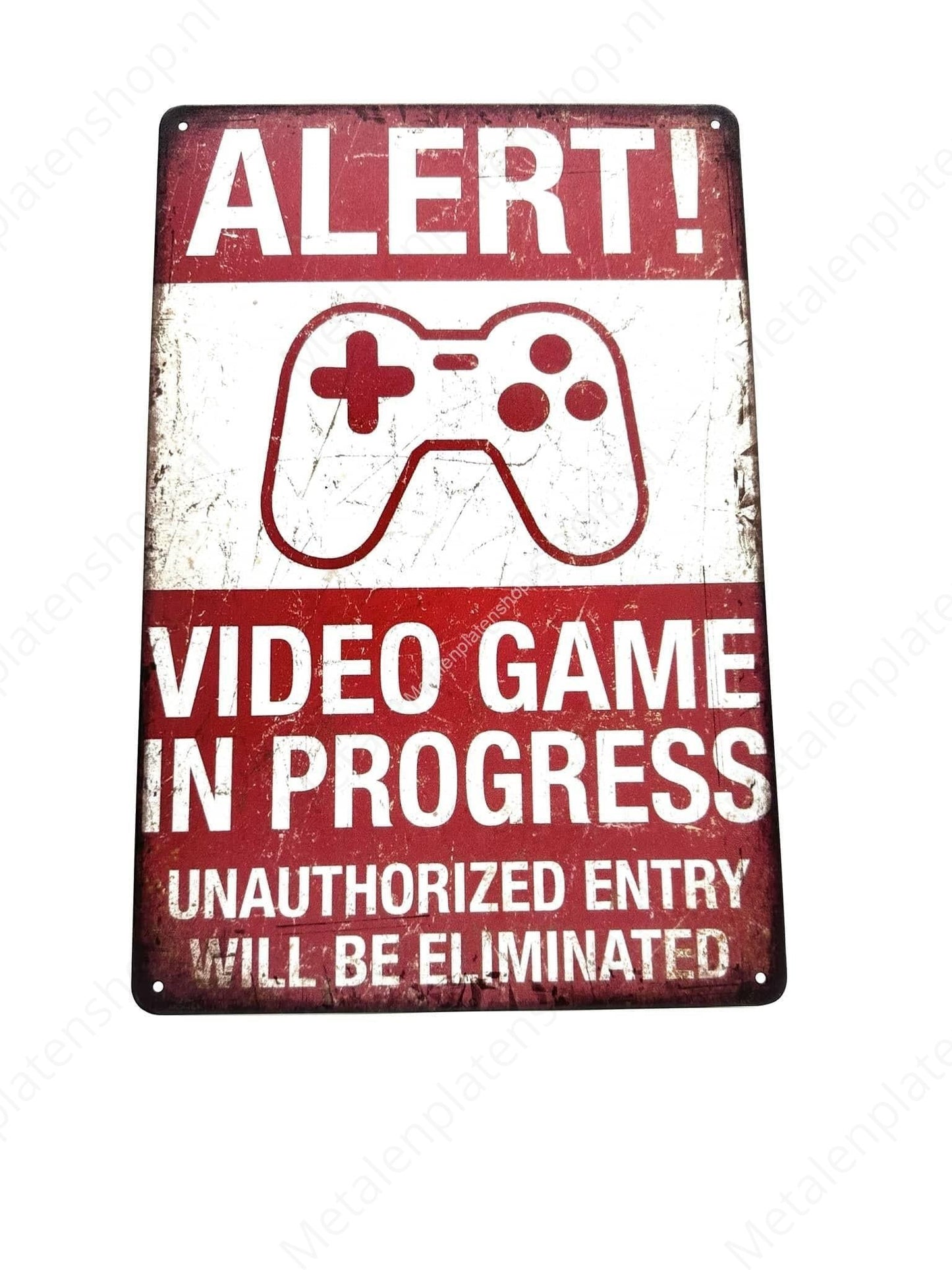 ALARM! Videospiel in Arbeit – Gaming Nr. 2 – Metallwandschild