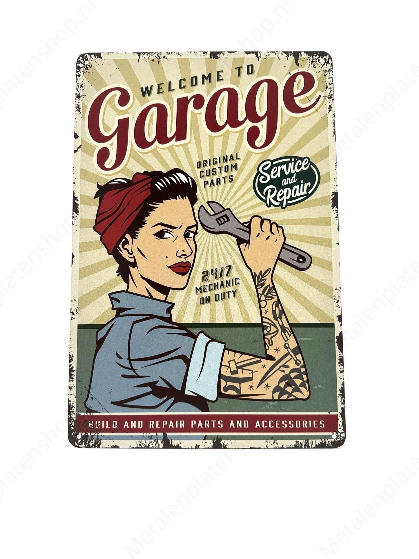 Welcome to Garage - Metalen Wandbord