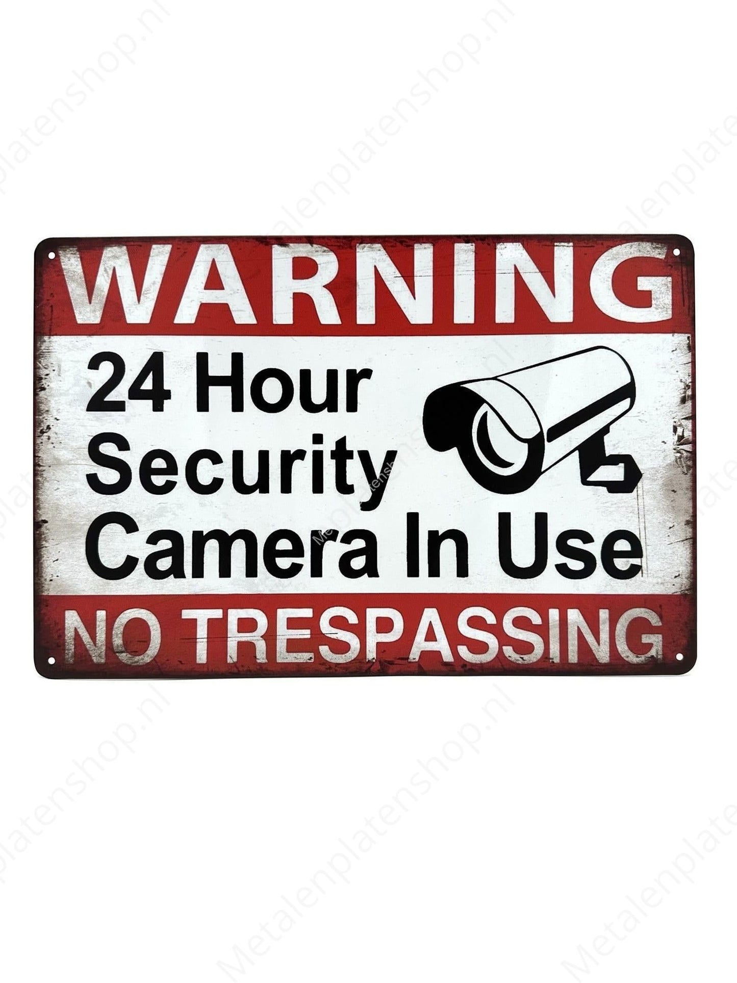 Warning 24 Hours Surveillance - Metal Wall Sign