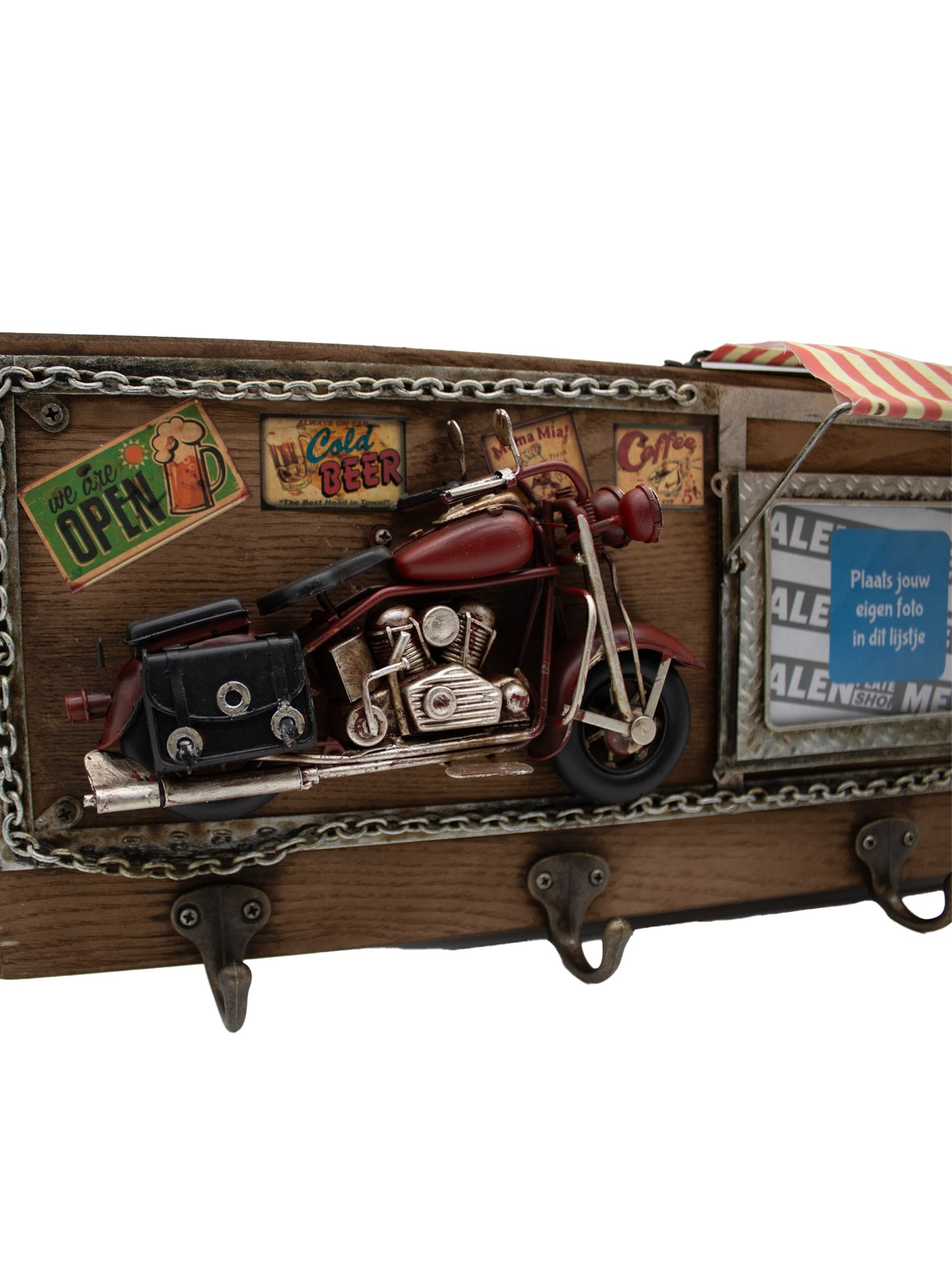 Kapstok - Keukenhaken - Motor en Benzinepomp - Metalen Decoratie - 51x19cm