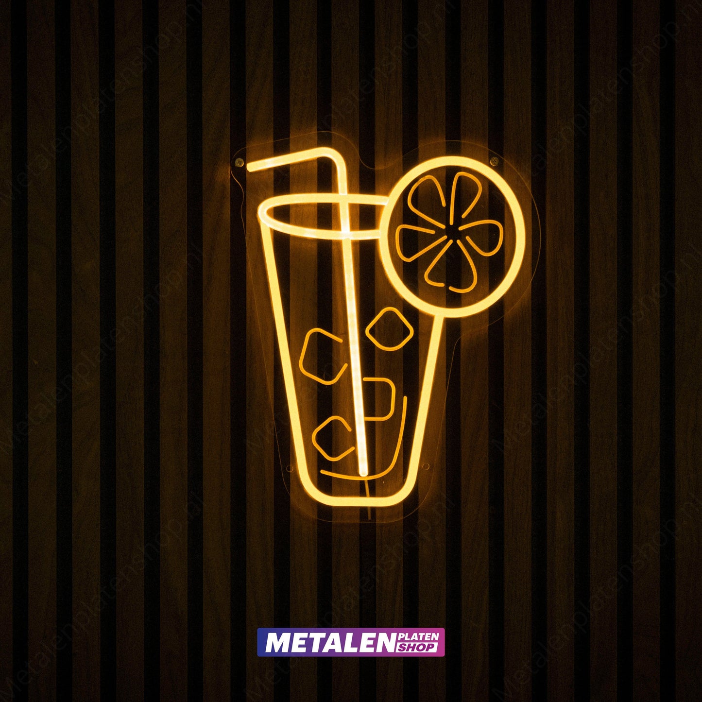 Cocktailglas met ijs - Neonbord - LED