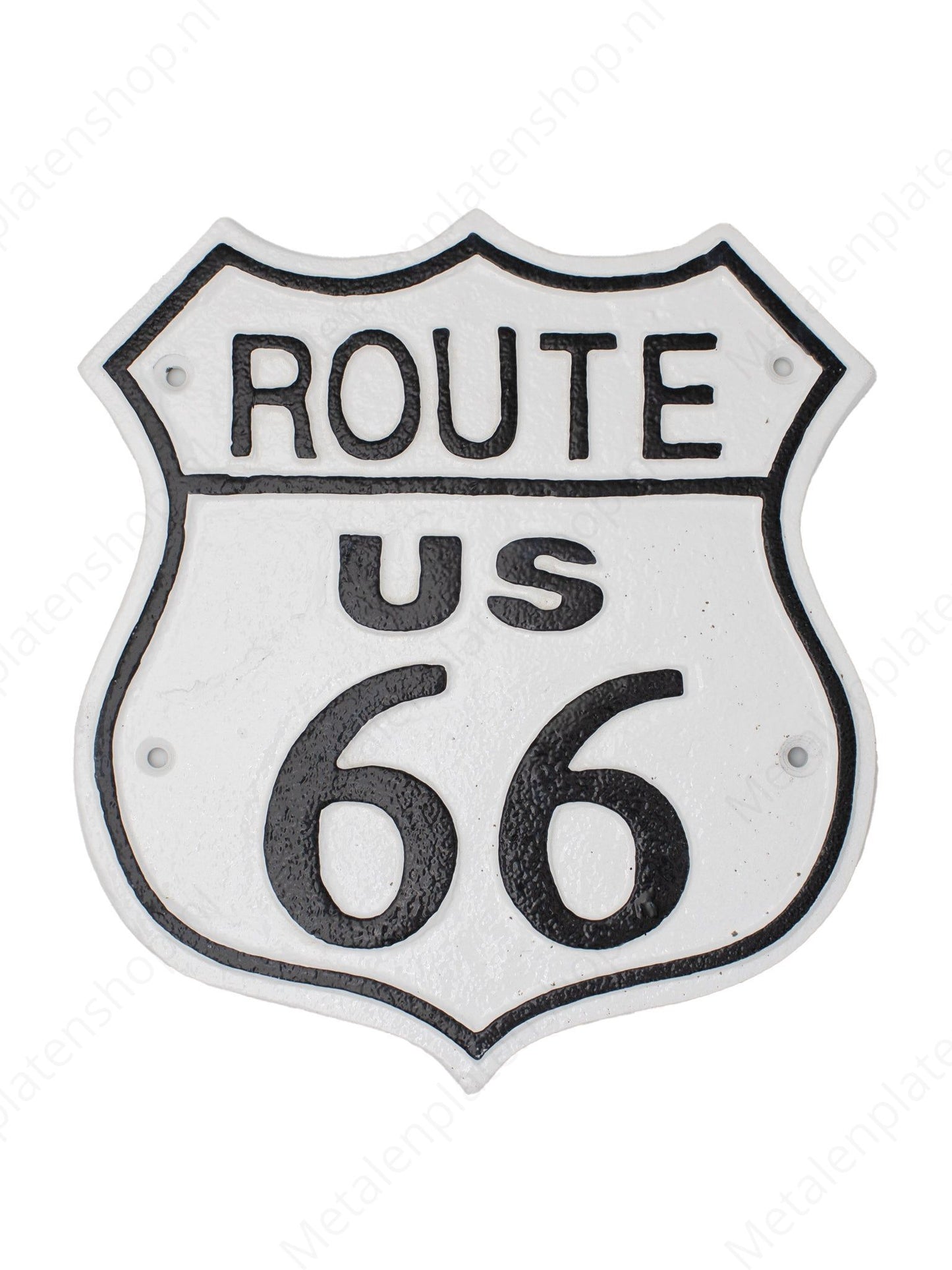 Route 66 - White - Cast Iron Sign - 25x23cm 