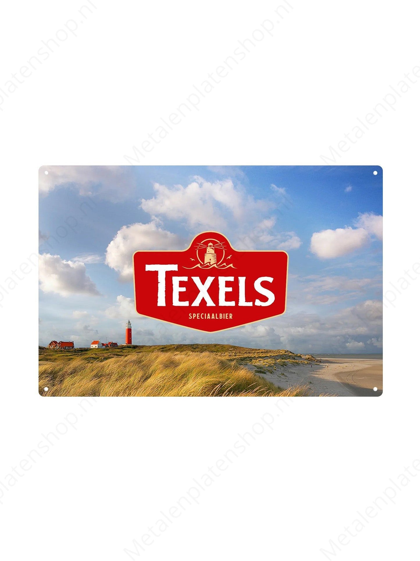 Texels Speciaal Bier met Vuurtoren - Metalen wandbord