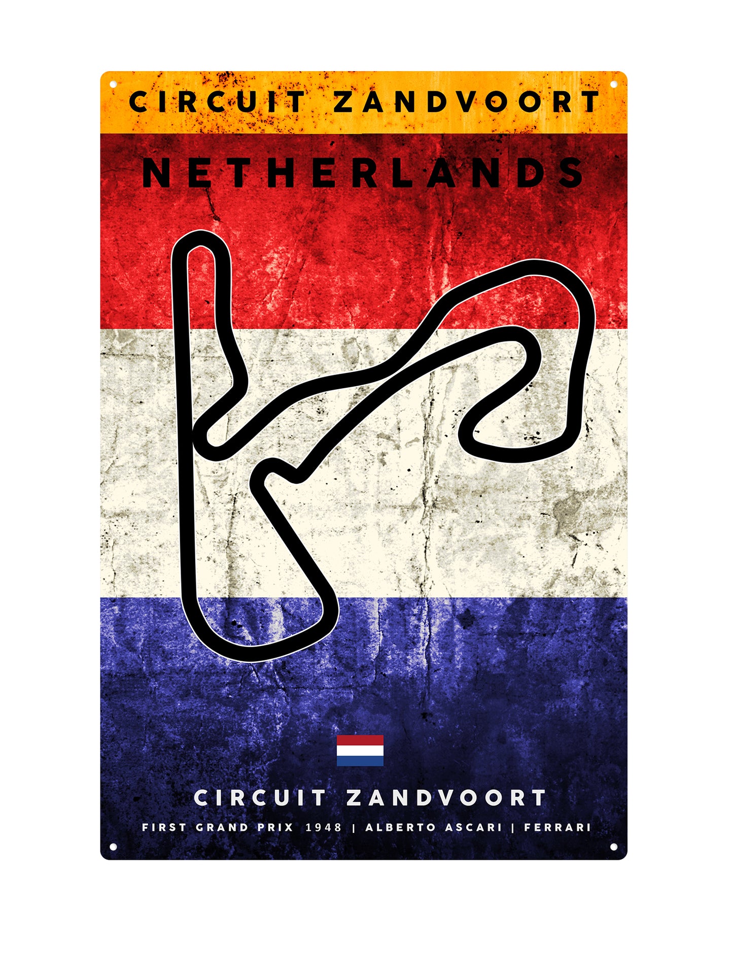 Metal Wall Sign Circuit Zandvoort - Grand Prix - Netherlands - Metal Wall Sign